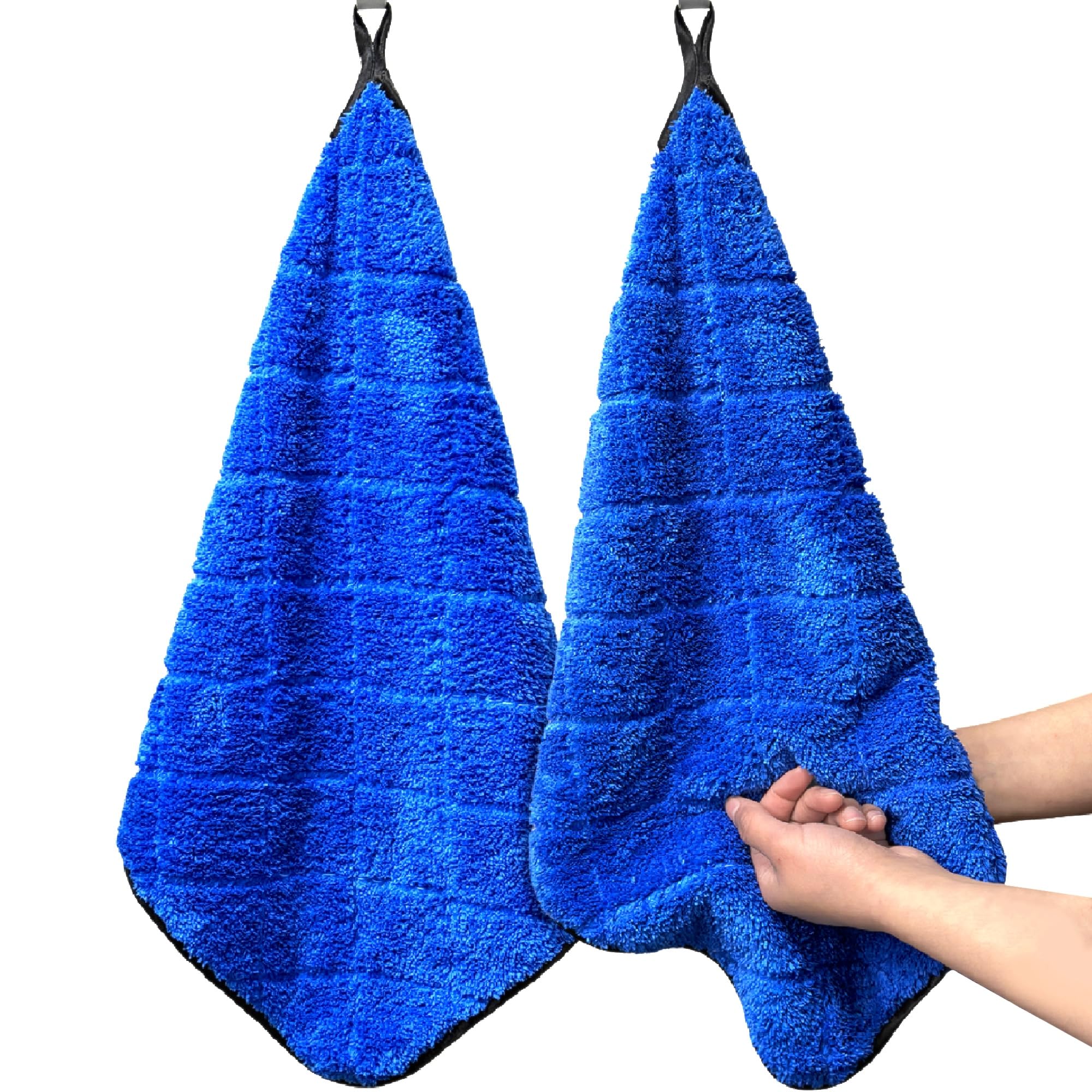 Towelogy Blue Diamond Towelogy® Microfibre Hand Towel With Hanging Loop - Small Hand Towels For Kitchen And Bathroom Use - Super Soft And Ultra Absorbent Small Guest Towels 40X40cm (Blue Diamond)