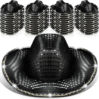 Tisancy LED Lights Cowboy Cowgirl Hat Flashing LED Lights Cowgirl Hat for Wedding Western Bachelorette Party