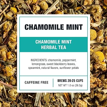 Tiesta Tea - Chamomile Mint, Loose Leaf, Chamomile Mint Herbal Tea | Premium Blend, Caffeine-Free Herbal Drink, Makes Hot or Iced & Up to 25 Cups, 1oz Resealable Pouch