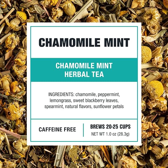 Tiesta Tea - Chamomile Mint, Loose Leaf, Chamomile Mint Herbal Tea | Premium Blend, Caffeine-Free Herbal Drink, Makes Hot or Iced & Up to 25 Cups, 1oz Resealable Pouch