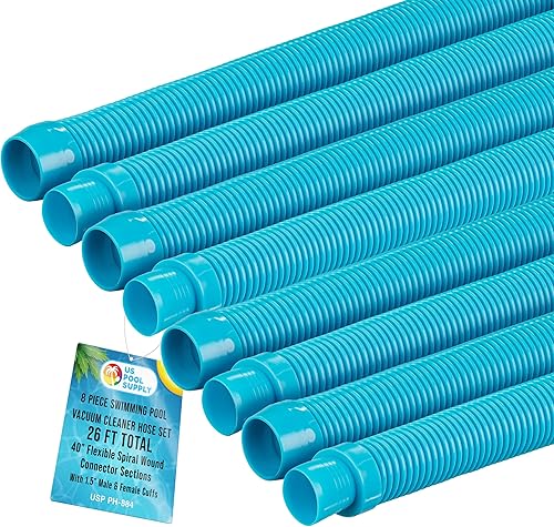 Miniatura 6 de U.S. Pool Supply Manguera para aspiradora de piscina, juego de 8 piezas de manguera de piscina, secciones de conector en espiral flexible blanco de