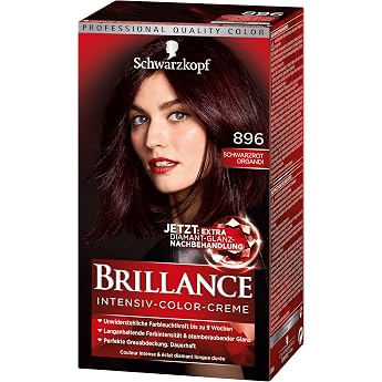 Schwarzkopf Brillance Intensive Colour Cream 896 Black Red Organdi Level 3 with Extra Diamond Shine Aftercare Pack of 3 x 143