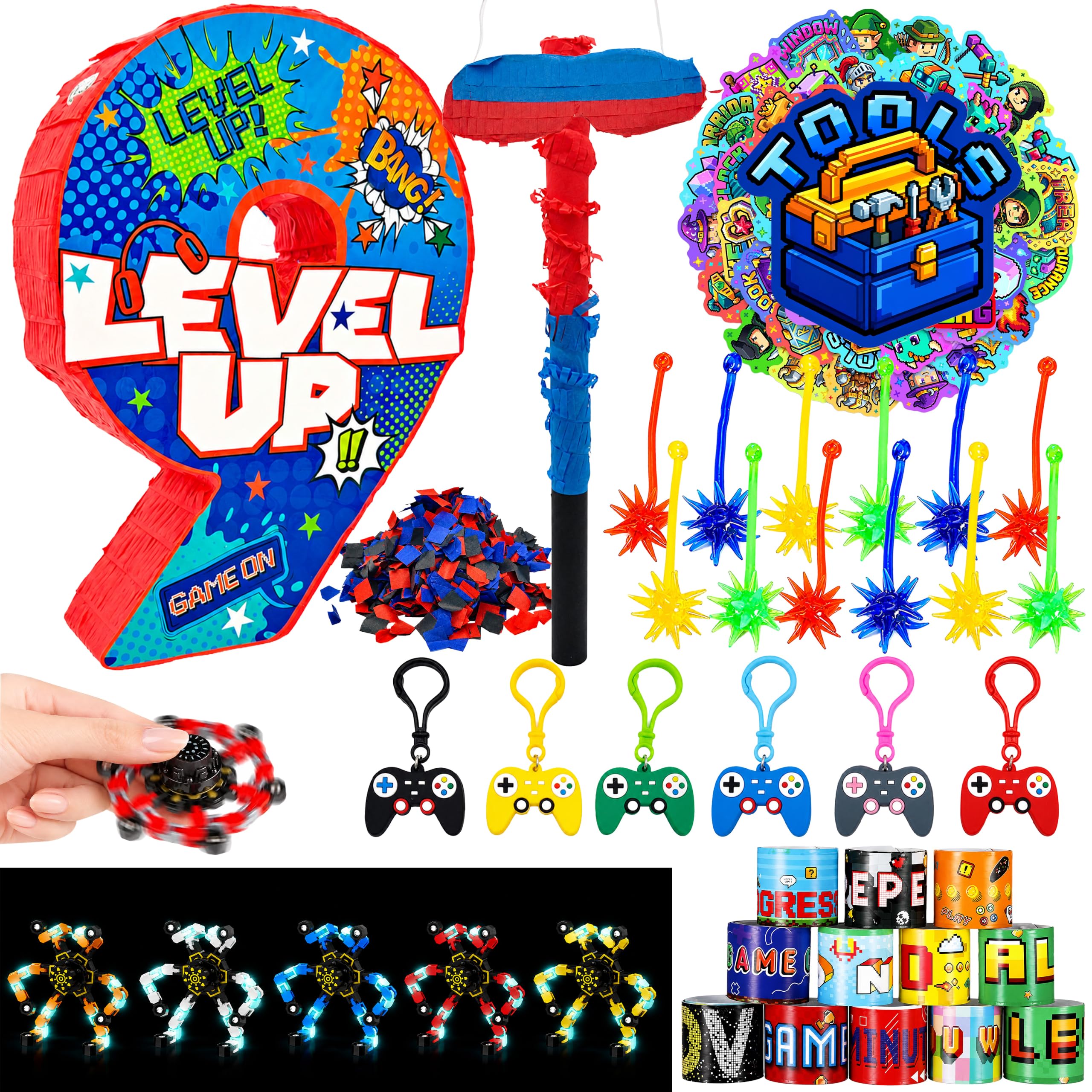 Lot de 89 piñata en forme de chiffre 9 avec décorations