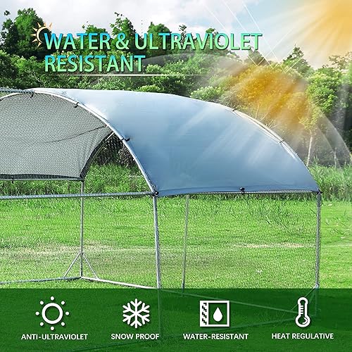 Miniatura 5 de TOLEAD Gallinero de metal grande mejorado con malla de alambre de triple soporte, corralito de pollo con cubierta resistente al agua y anti-UV, casa