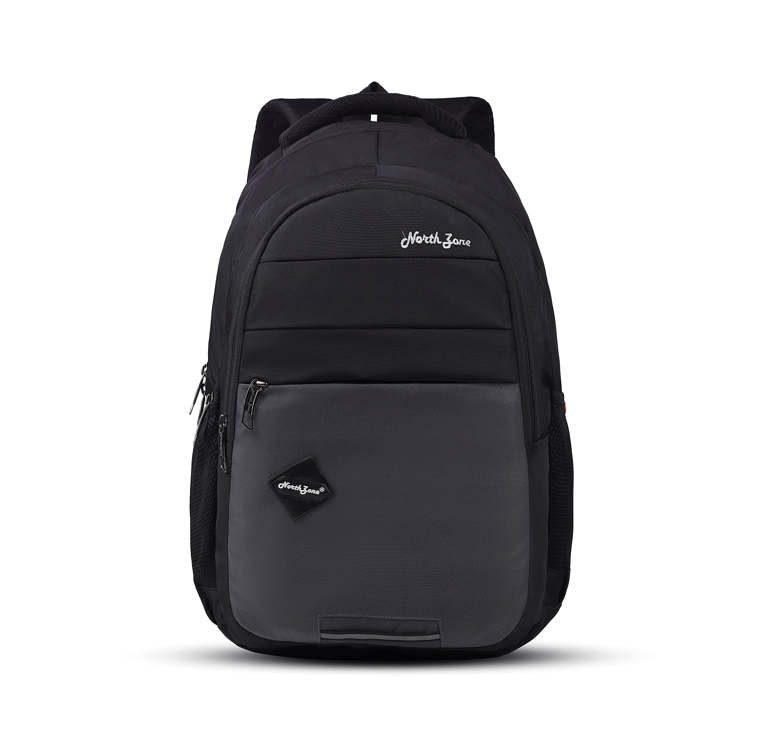 NORTH ZONE 30L Water Resistant Travel Bagpack/College Backpack/School Bag/Office Bag/Business Backpack/Daypack for Men and Women with Rain Cover, BLACK, M, Casual