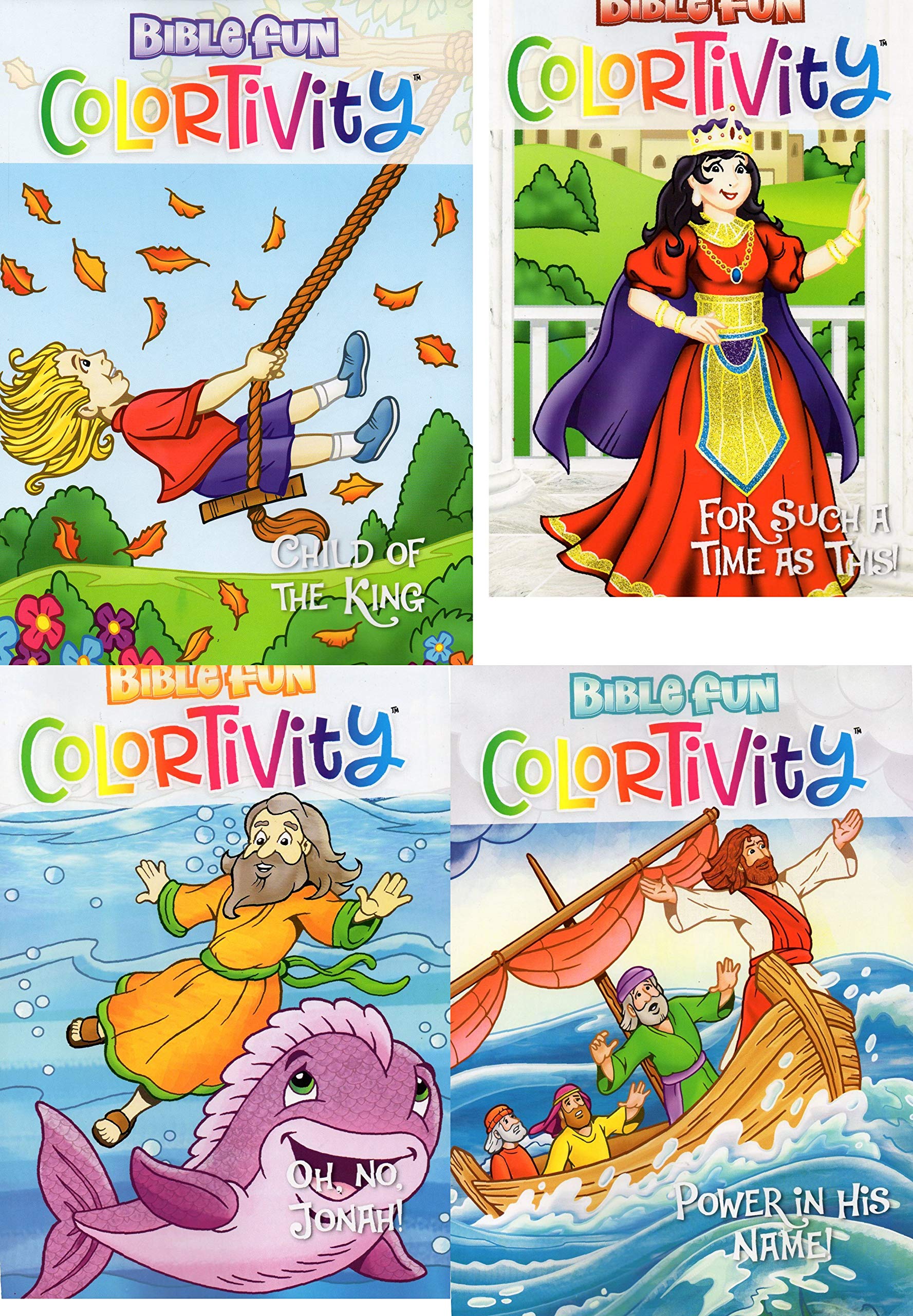 Colortivity Bible Fun - Read and Color Coloring & Activity Book - Set of 4 Books