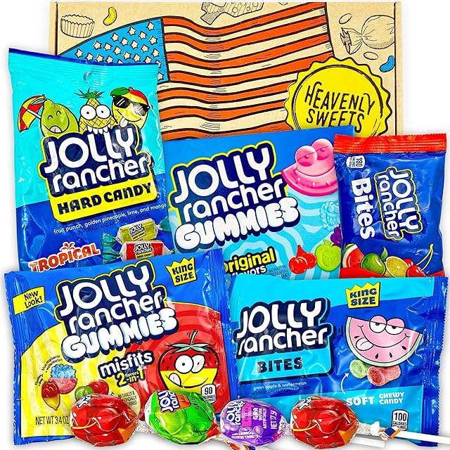 American Jolly Ranchers Candy Gift Box Selection - USA Jolly Rancher Hard Candy & Chewy Candy - Gift Hamper for Birthday, Valentine Gift for Him Her - Heavenly Sweets