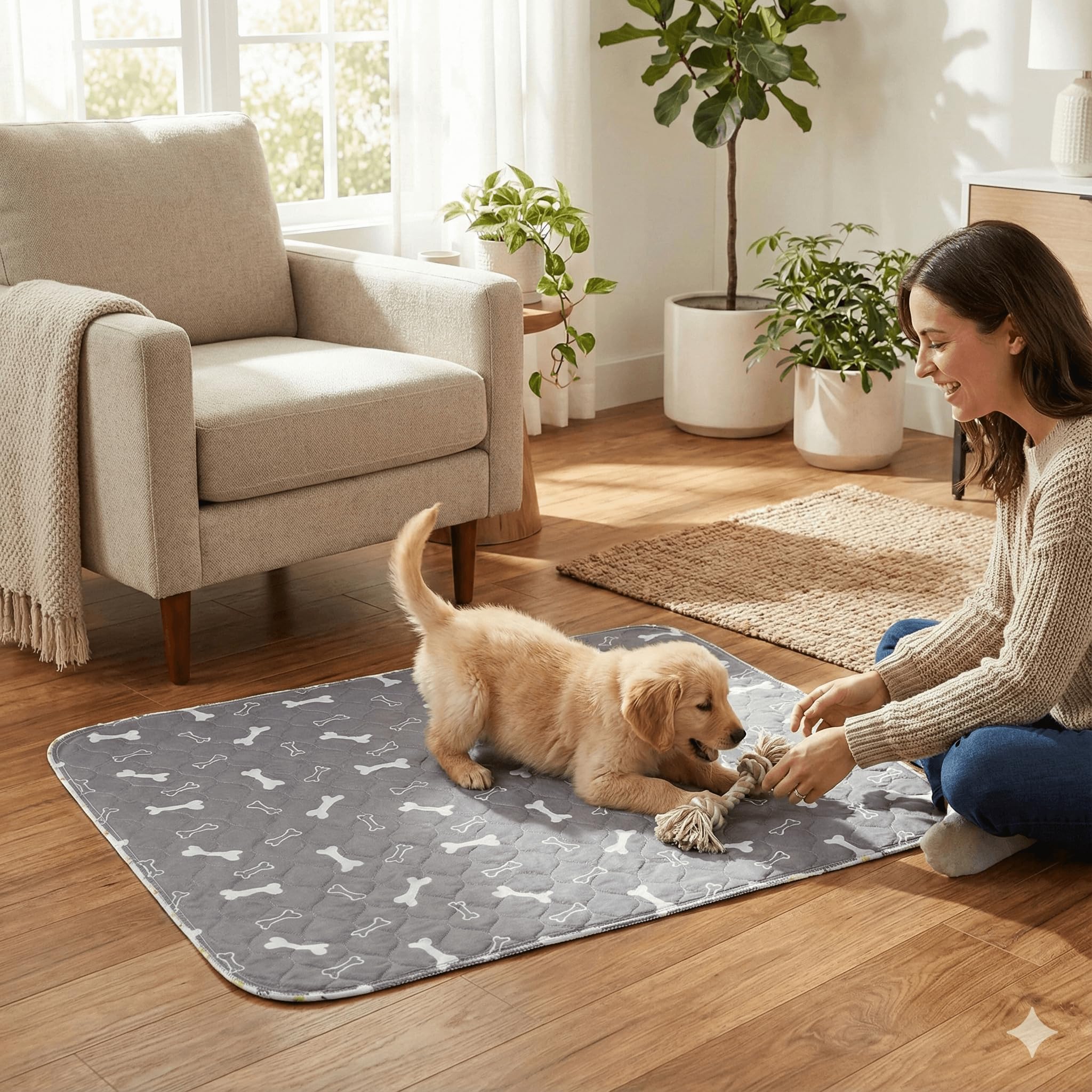 Tappetino per pipì con feromoni per cani, lavabile e riutilizzabile, base antiscivolo a prova di perdite, tappetino per il controllo rapido degli odori, per uso interno di animali domestici
