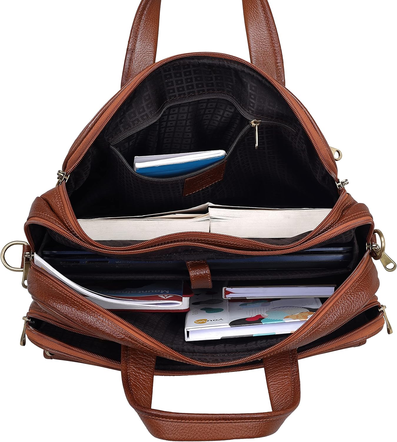 Da leather villa 16 Inch Full Grain Leather briefcases Laptop Messenger Bags for Men and Women Business Bag Satchel Bag