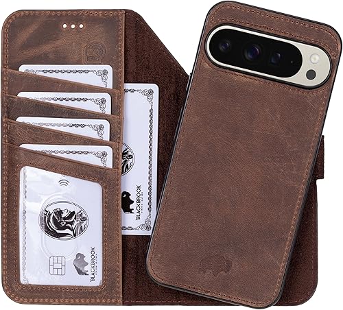 Miniatura 13 de BLACKBROOK Carter - Funda tipo cartera para Google Pixel 10 – Carter 2 en 1 desmontable con tapa a presión, cuero de grano completo, bloqueo RFID