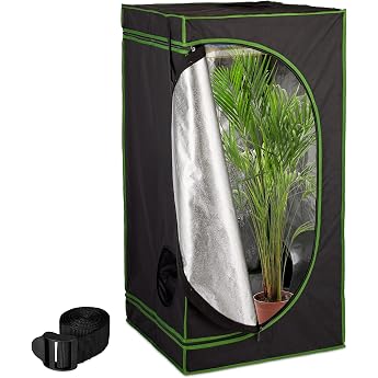 Relaxdays Grow Tent, H x W x D: 120 x 60 x 60 cm, Reflective Inner Film, Opaque, Indoor Grow Tent, Black / Green