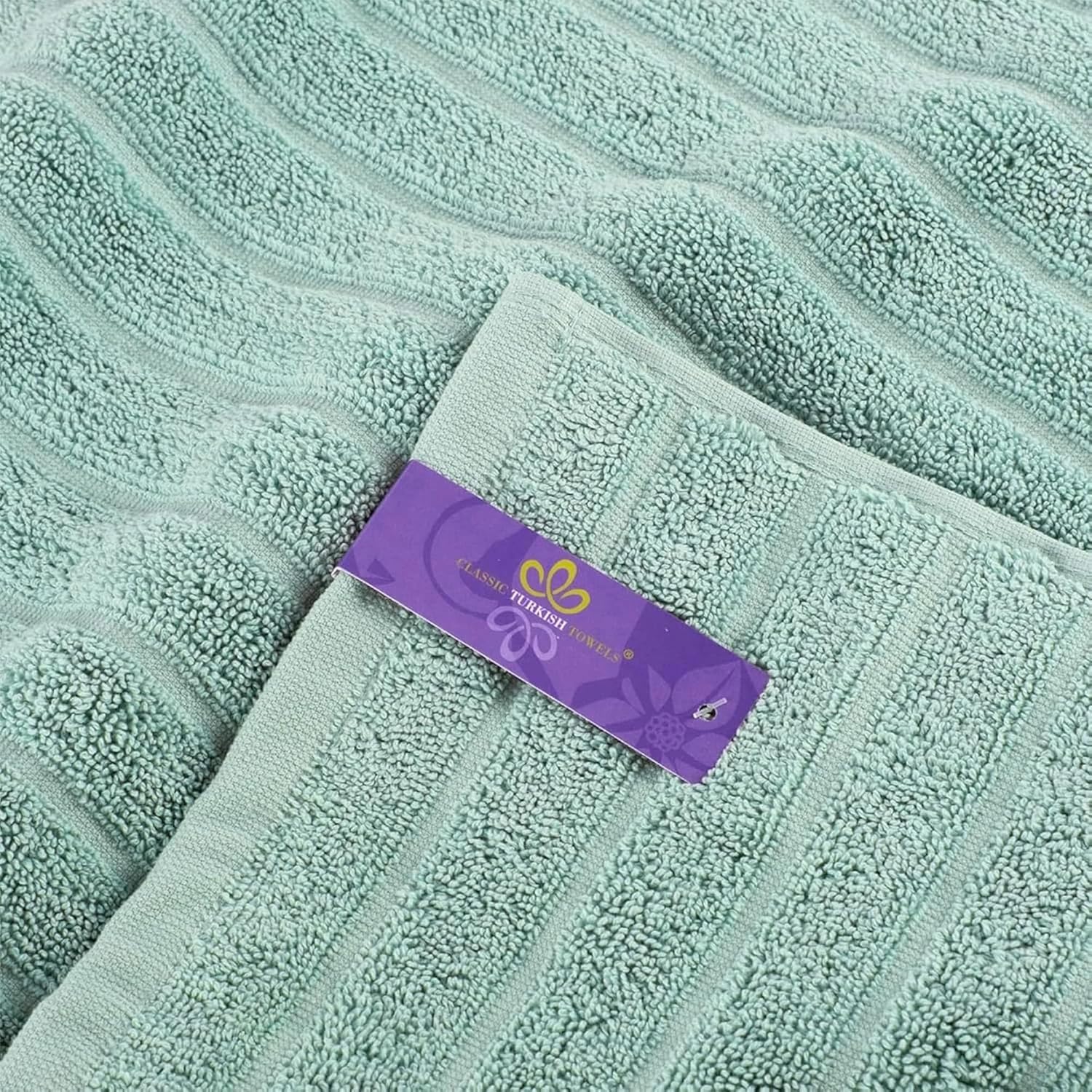 Classic Turkish Towels CTT Luxury 6 Piece Towel Set, 100% Turkish Cotton, Quick Drying, Highly Absorbent & Comfy, Includes 2 Bath Towels, 2 Hand Towels & 2 Washcloths | (Spa Green) - Image 2
