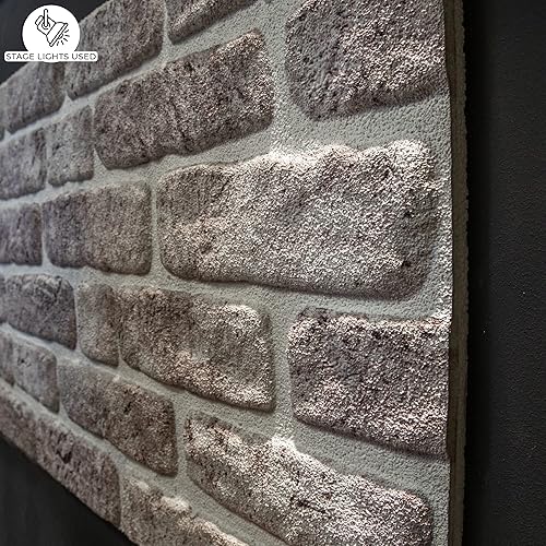 Miniatura 6 de Dundee Deco Paneles de pared 3D efecto ladrillo  Revestimiento de pared con aspecto de piedra blanca y gris, espuma de poliestireno, muestra, tamaño