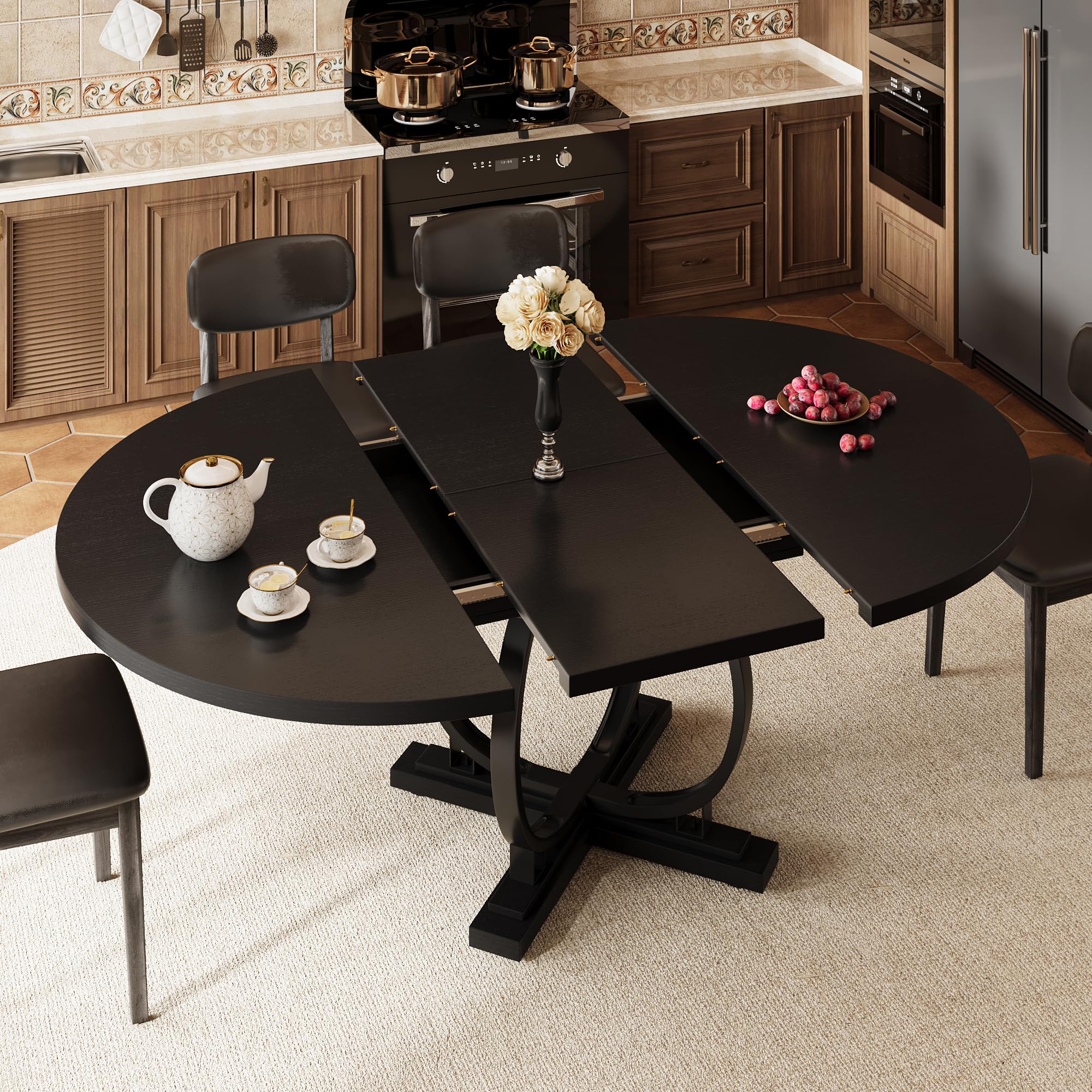 iPormis 59" Extendable Round Dining Table