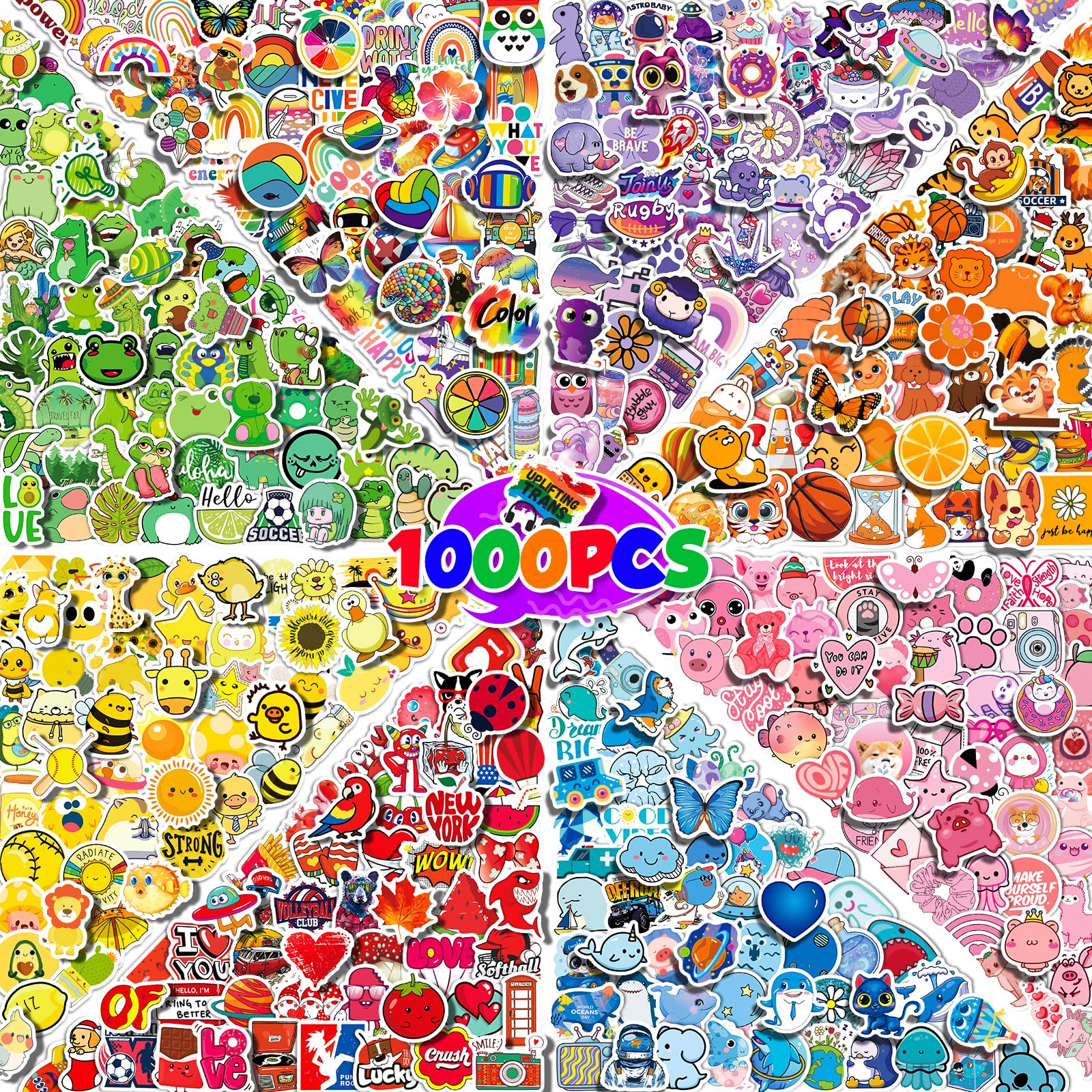 Stickers Pack[1000 Pcs]Mixed Colorful Vinyl Decal Waterproof,Cute Aesthetic Stickers for Laptop Water Bottles,Skateboard,Computer,Phone,Teenagers, Children Adults for Hydro Flask Stickers