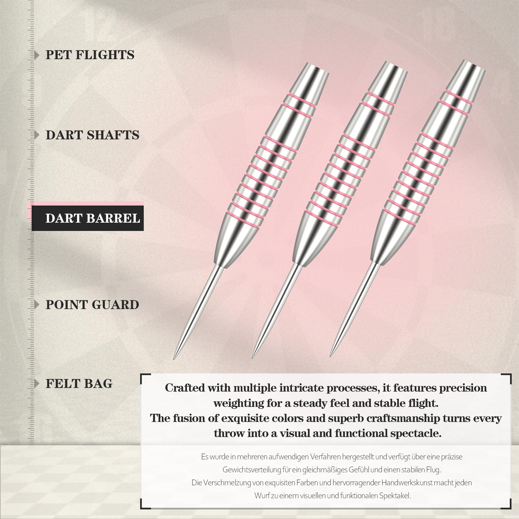 CyeeLife Fléchettes Pointe Acier 20g Set Professionnel avec 6 Vols, Portefeuille et protège-Pointes