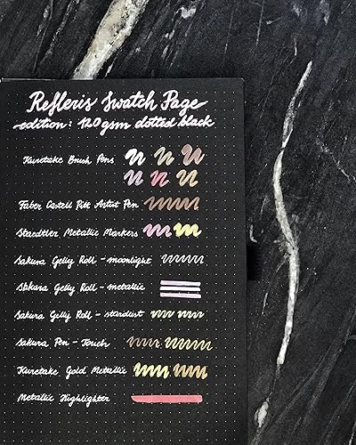 Miniatura 8 de Refleris Black Paper - Diario de puntos, tapa dura azul marino, cuaderno de cuadrícula de puntos, papel grueso de 120 GSM, 8 x 5.5 pulgadas, bordes