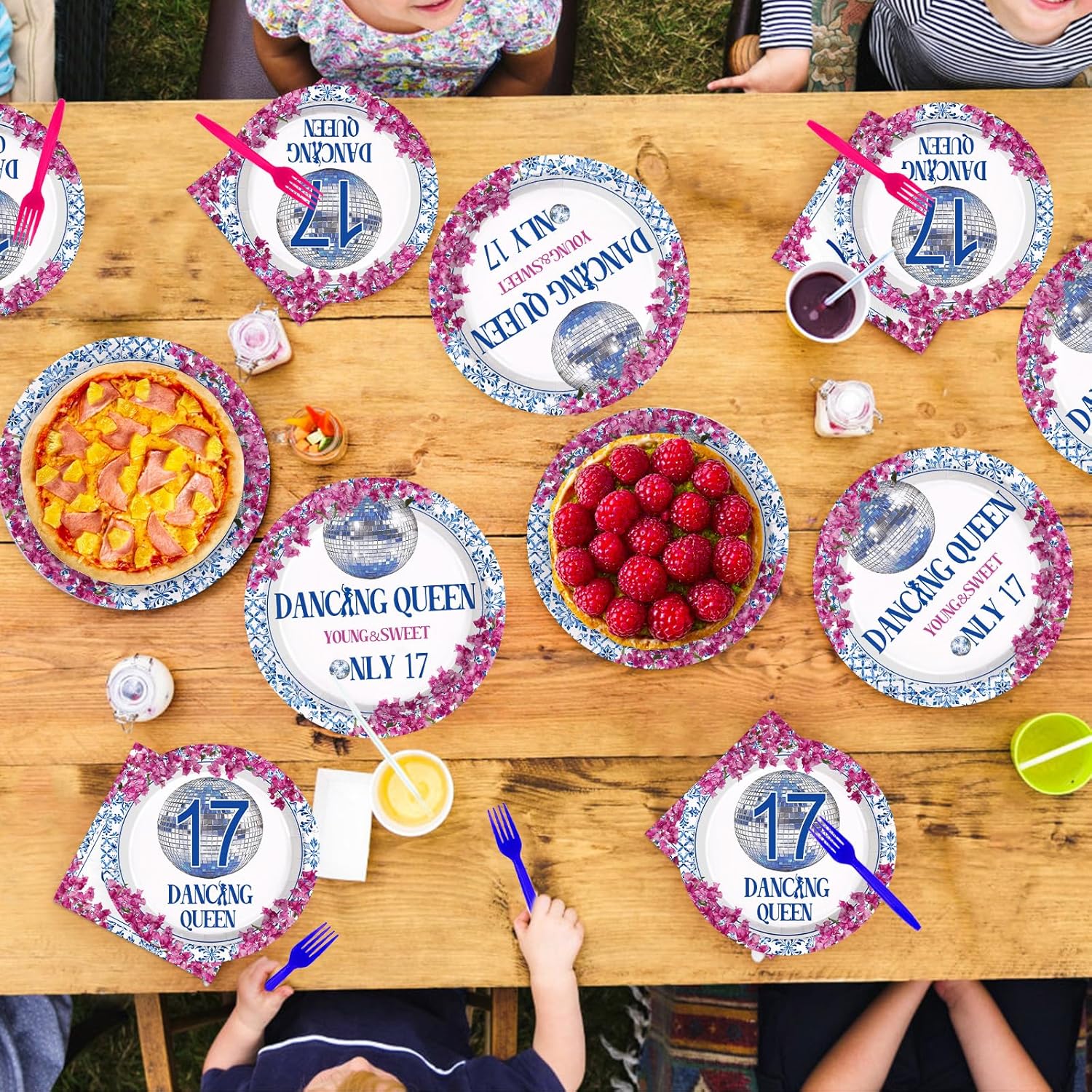 96Pcs 17th Birthday Decorations Dancing Queen 17th Birthday Party Plates and Napkins Dance Disposable Tableware for 17 Year Old Girls Dancing Queen Party Decorations - Image 8