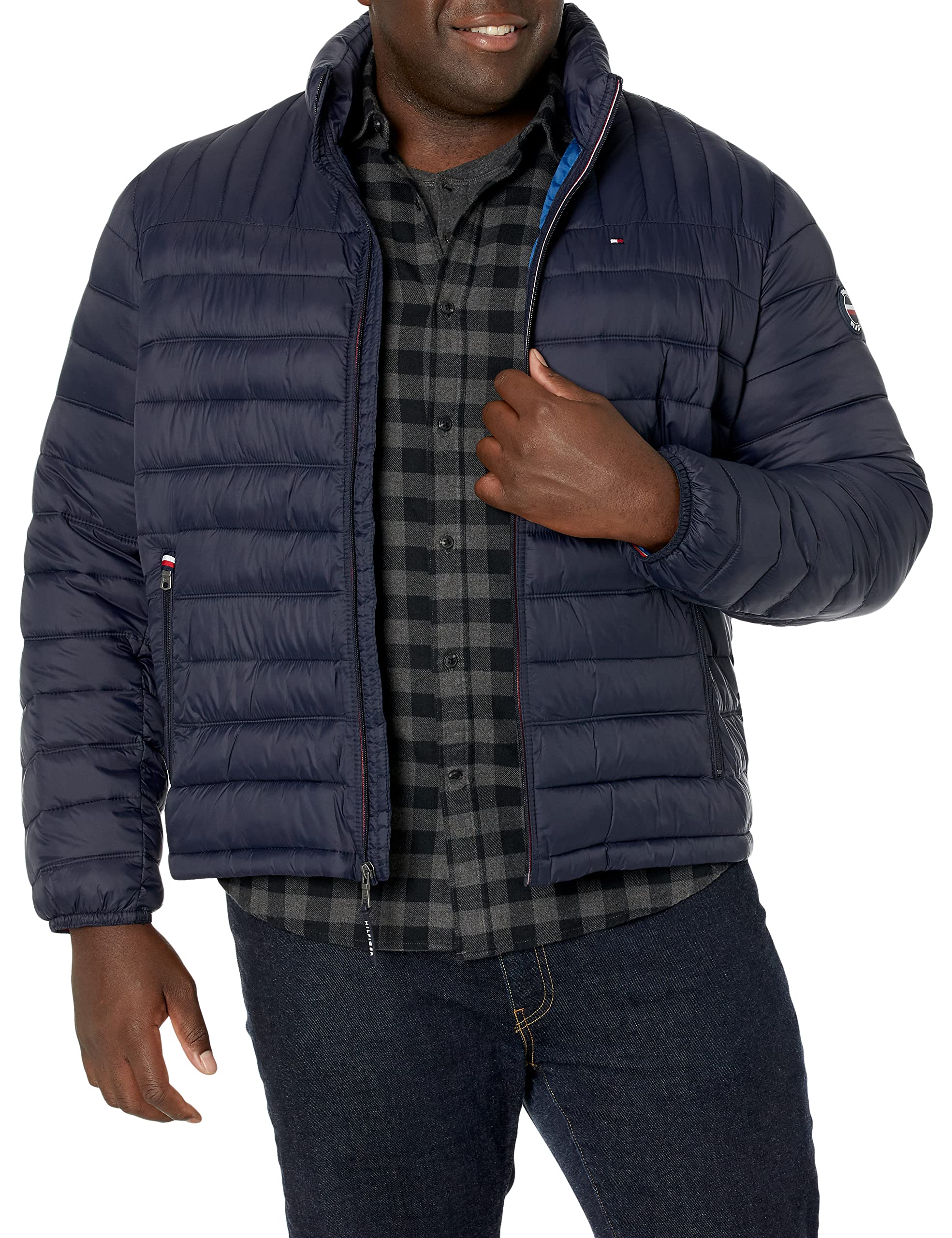 Tommy Hilfiger Men's Ultra Loft Packable Puffer Jacket Down Alternative Coat, Midnight W/ Patch, 4XL Tall UK