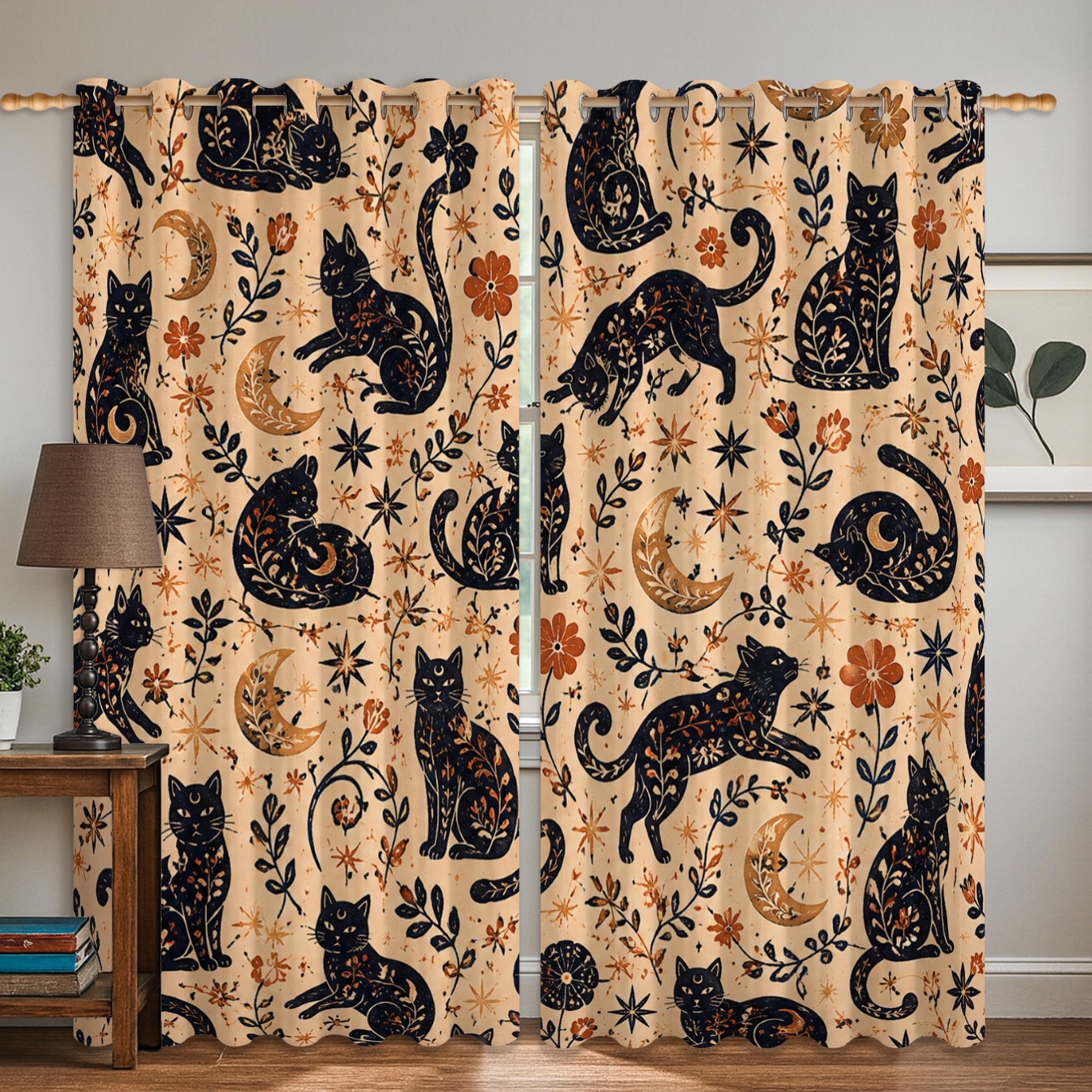 Rideaux occultants bohèmes pour salon et chambre ambiance lune d'automne