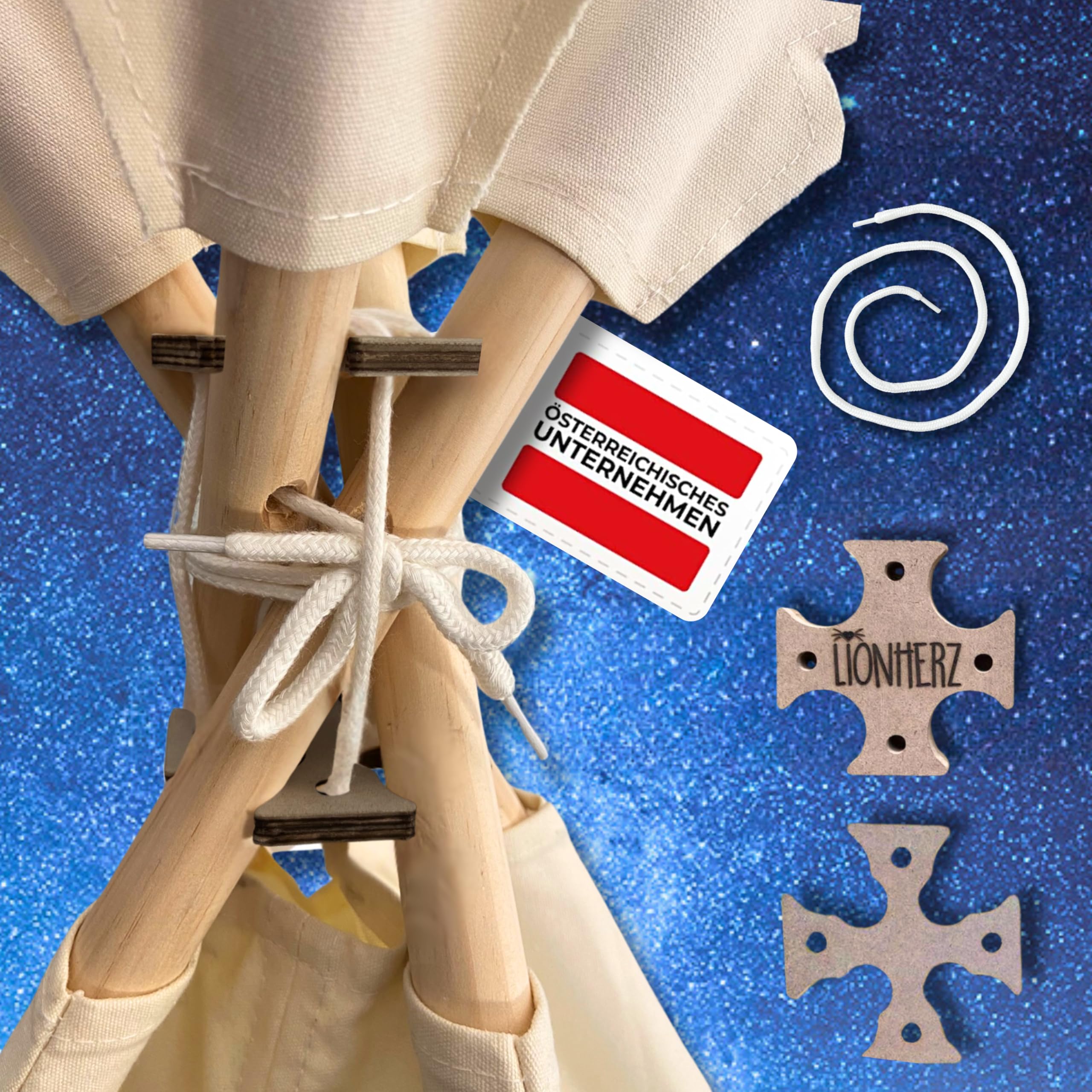 LIONHERZ Stabilisateur Pour Tente Tipi X - Anti-collaps, En Bois Et Ficelle, Sans Petites Pièces