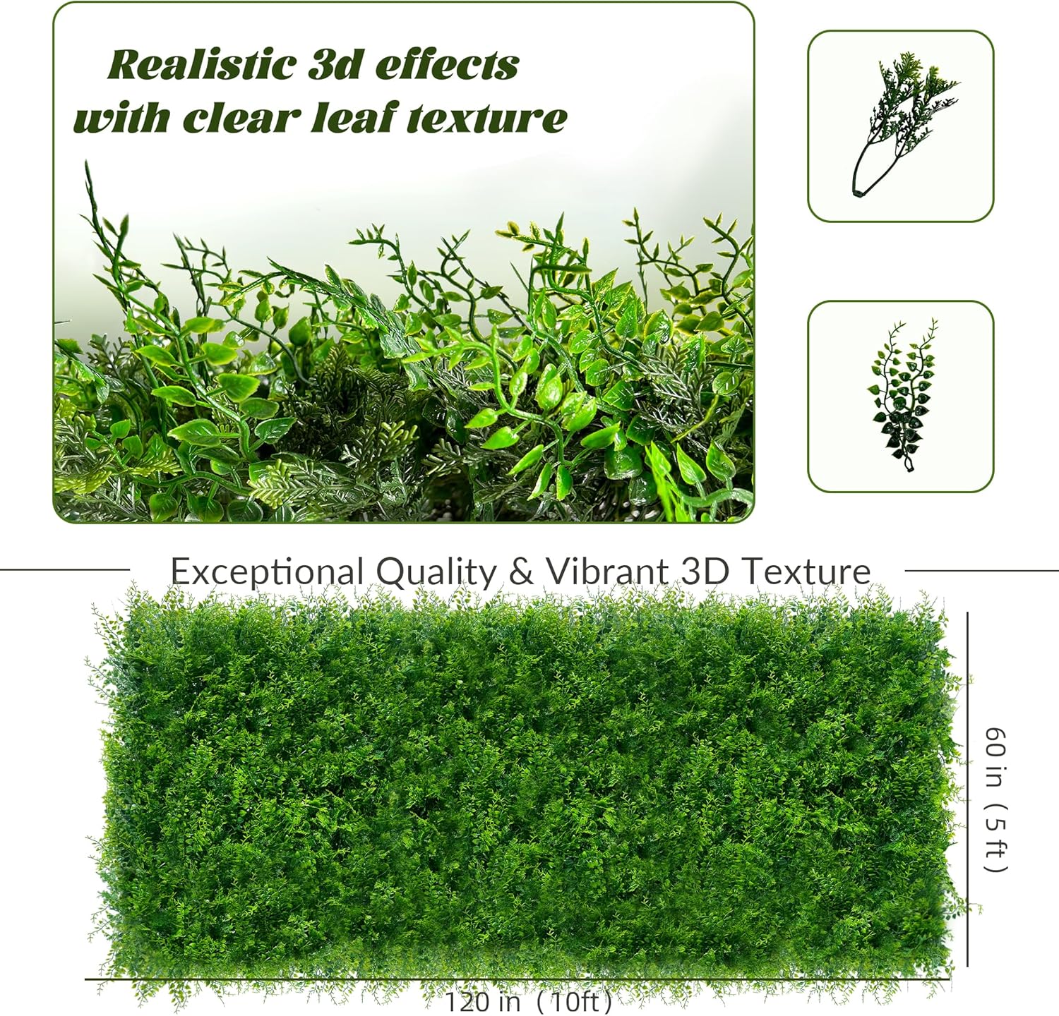 greenery faux grass wall backdrop: 60"x120" (50 sqft) uv-anti artificial green boxwood panel for patio balcony privacy & ivy fence covering privacy, garden, backyard wall backdrop decor 60"x120" (1p)