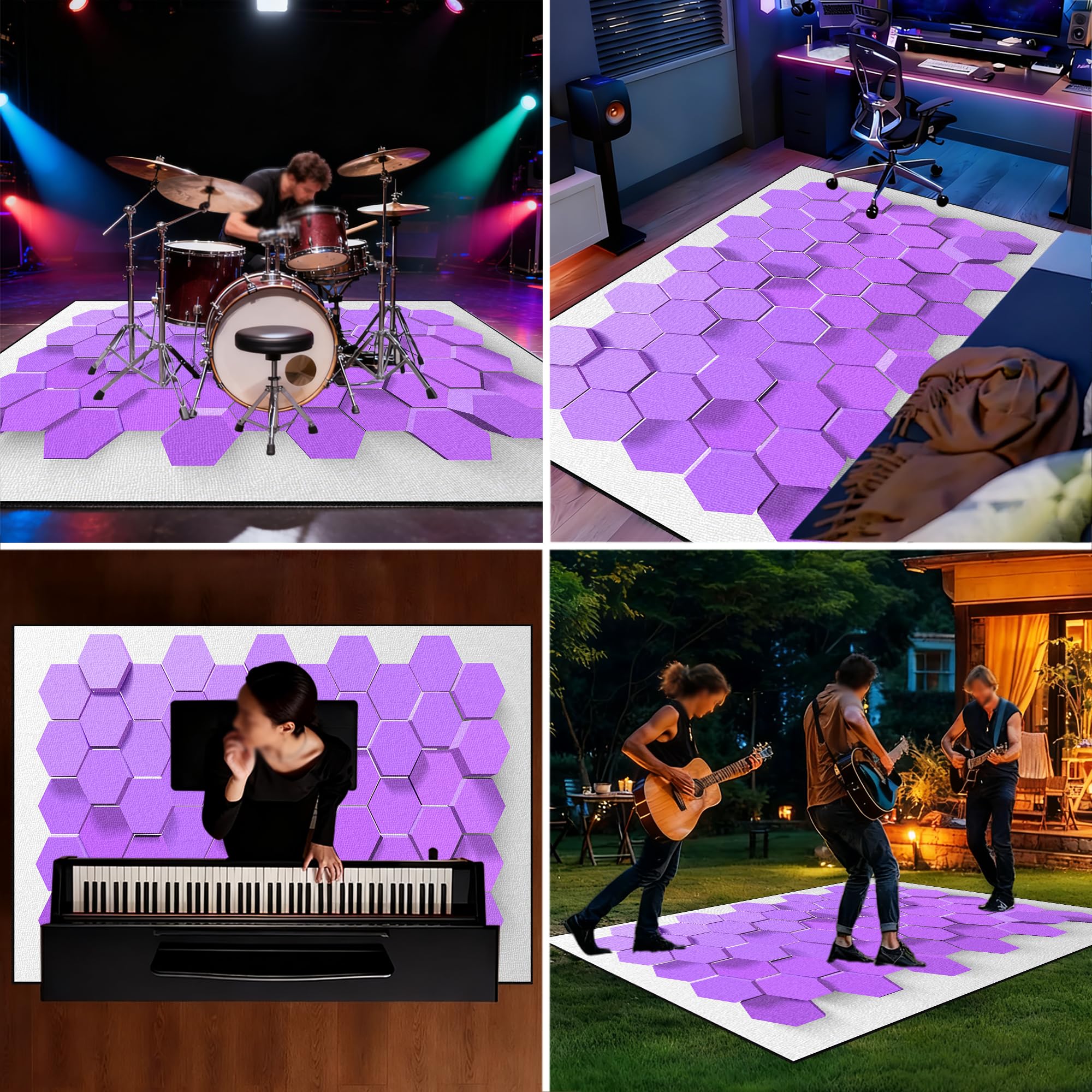 Dywan z baterią akustyczną, dźwiękoszczelny dywanik z baterią, elektroniczny dywanik do bębna basowego, antypoślizgowy do bębna basowego i innych elementów zestawu dywaników do dywanika 180 x 150 cm