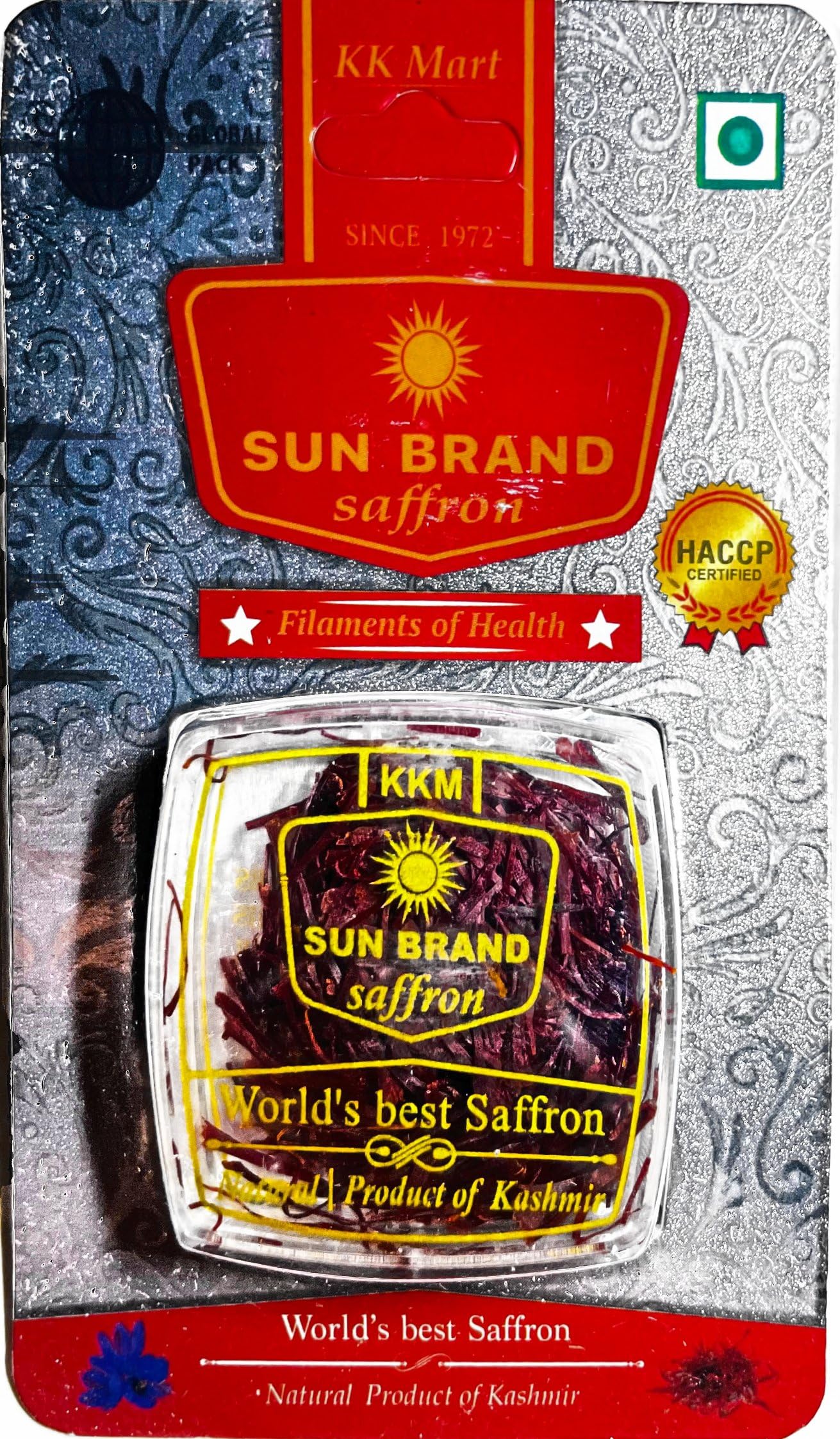 Sun Brand Original Kashmiri Kesar/Saffron | Handpicked with love and care | Pure Finest Grade 1 | 1 Gram- Pack of 1