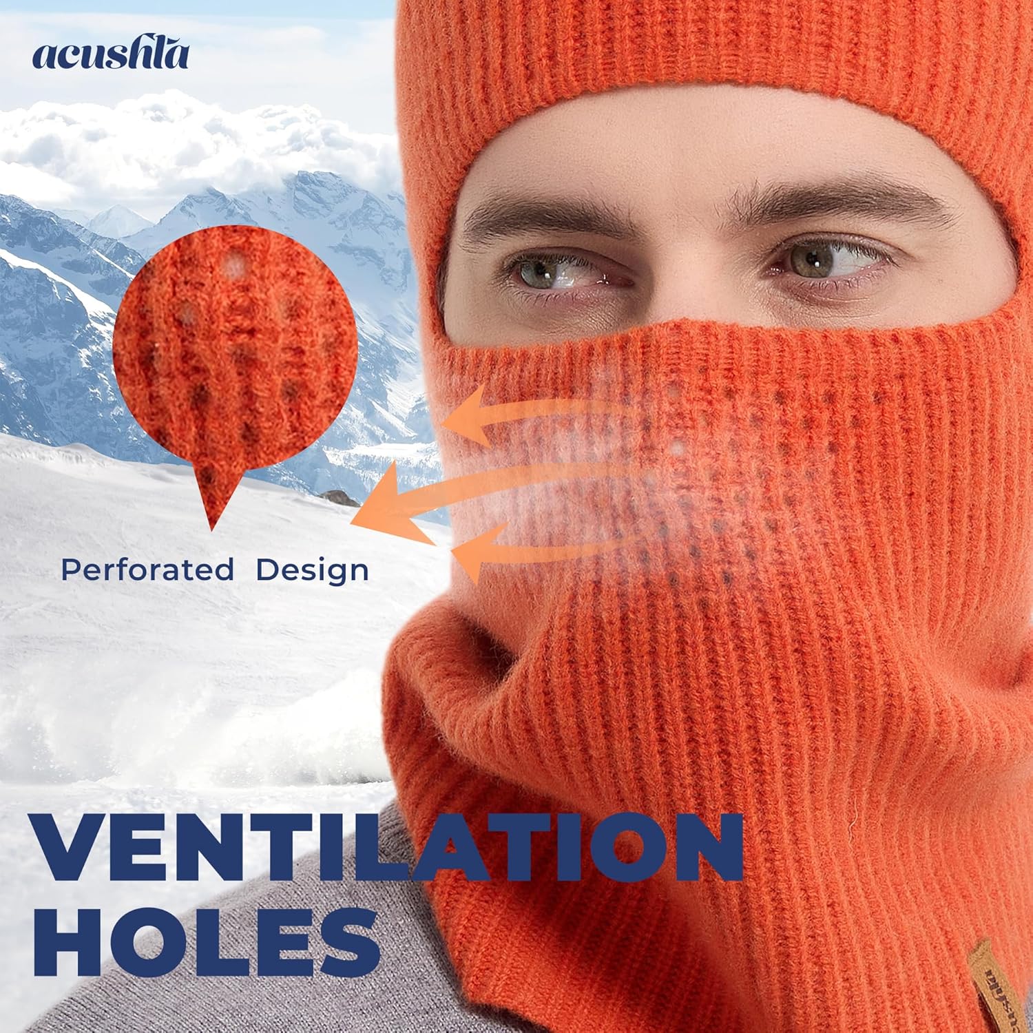 ACUSHLA 100% Merino Wool Balaclava for Men & Women - Winter Ski Mask Thermal Cold Weather Gear Knit Warm Face Mask - Image 4