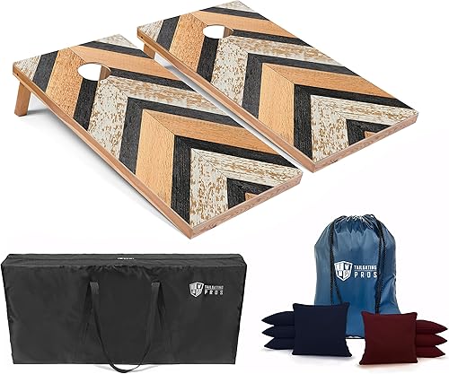 Tailgating Pros Tablas de Cornhole livianas  Juego de cornhole de 4 x 2 pies con diseño moderno de madera con funda de transporte y juego de 8 sacos