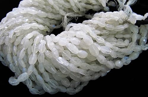 Miniatura 3 de Cuentas ovaladas de piedra lunar arco iris facetadas de 0.197 x 0.315in a 0.276 x 0.394in, hebras de piedras preciosas de aproximadamente 13.0in de