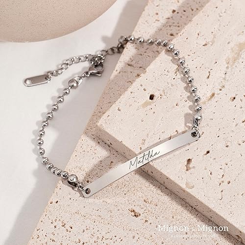 Miniatura 4 de Personalized Engraved Charm Bracelet Beaded Name Bracelet for Women Handmade Jewelry Bridal Shower Gift Custom Friendship bracelet -B-12BR