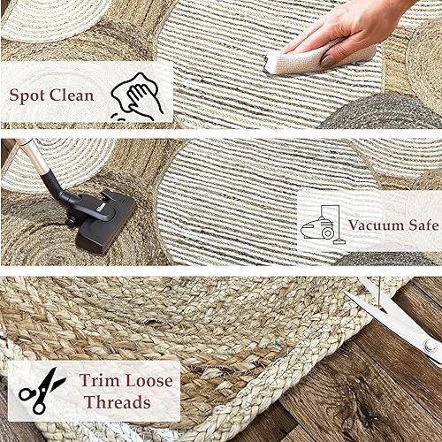 Miniatura 6 de ARTS OF JAIPUR Collection - Alfombra de pasillo de 3 x 10 pies, alfombra de yute festoneada, alfombra de yute natural, alfombra de pasillo de