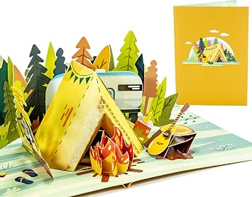 Camping Trip,3D Pop Up Greeting Card For All Occasions,Love, Birthday, Christmas, Congrats, Travel, Retirement, Mountain, Forest, Outdoor, Summer, Holiday,Hard Envelope,Handcrafted With Love