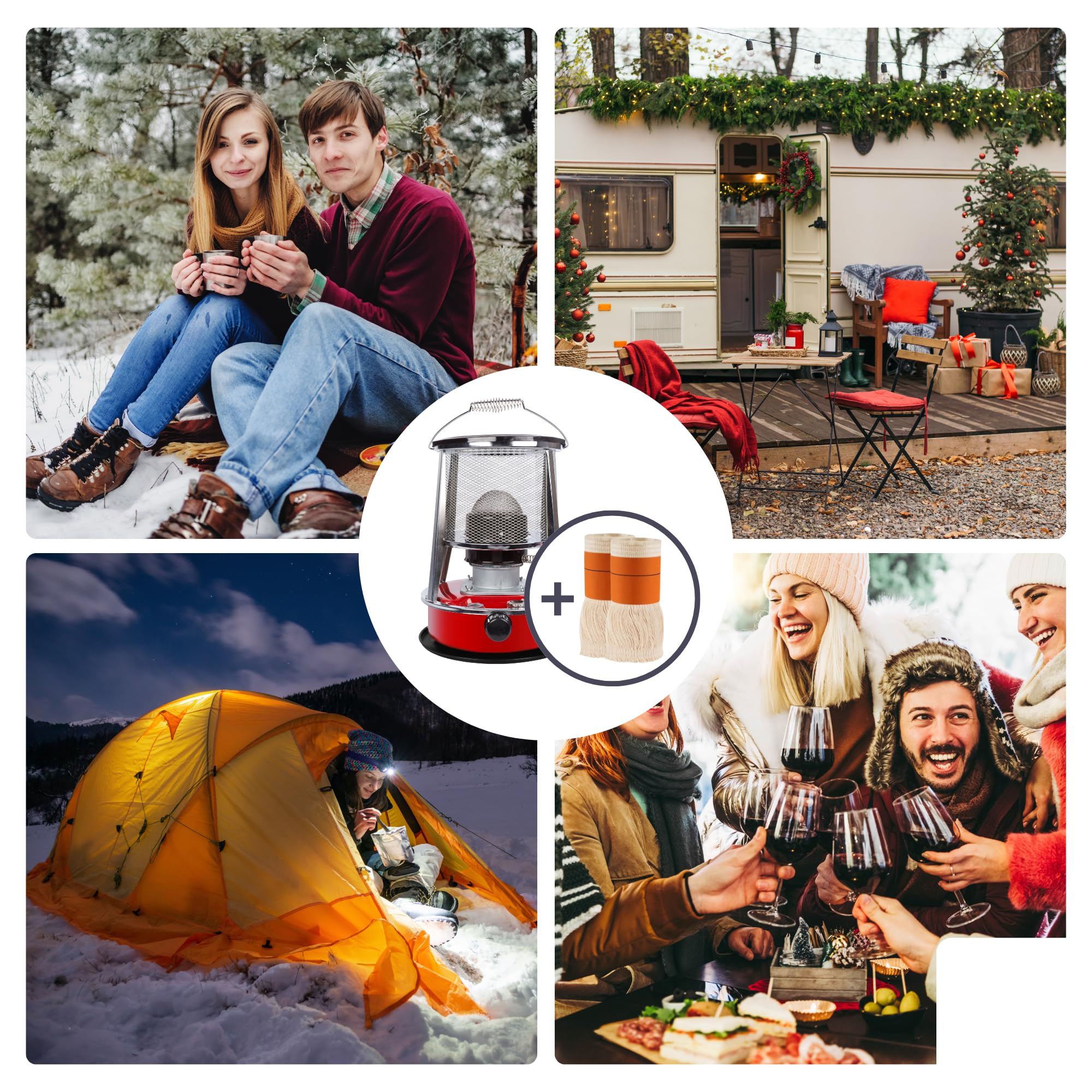 Perel Mobilny piecyk naftowy 2600 W z knotem/knotem + 2 zapasowe, przenośny piecyk olejowy do namiotu kempingowego, zbiornik 4,6 l, 18 godzin pracy, ekonomiczne ogrzewanie dodatkowe naftą bez prądu,