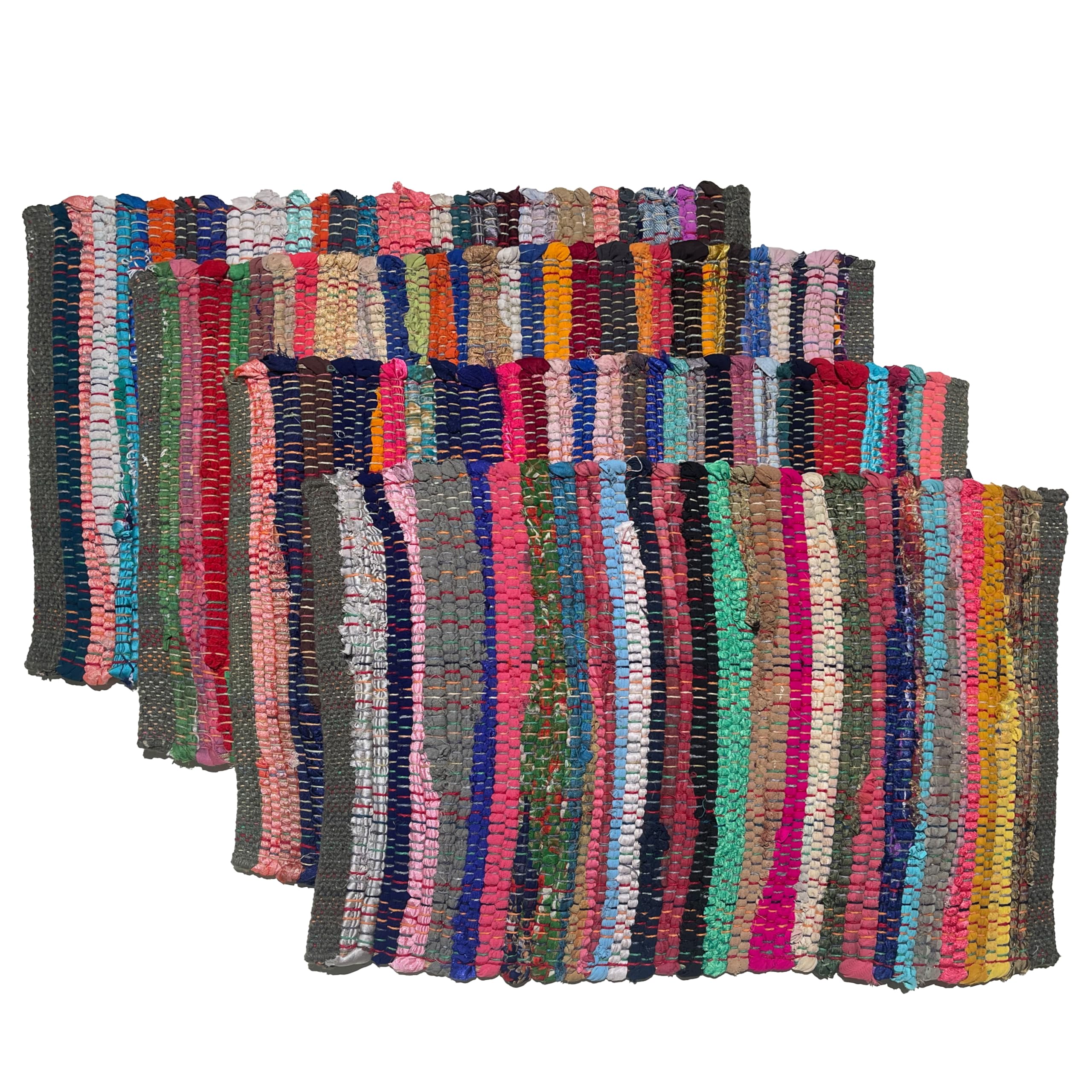 longsheng Eco friendly Rainbow Multi Chindi Placemats (Set of 4 mats), size: 13"x19" (13''x19'')