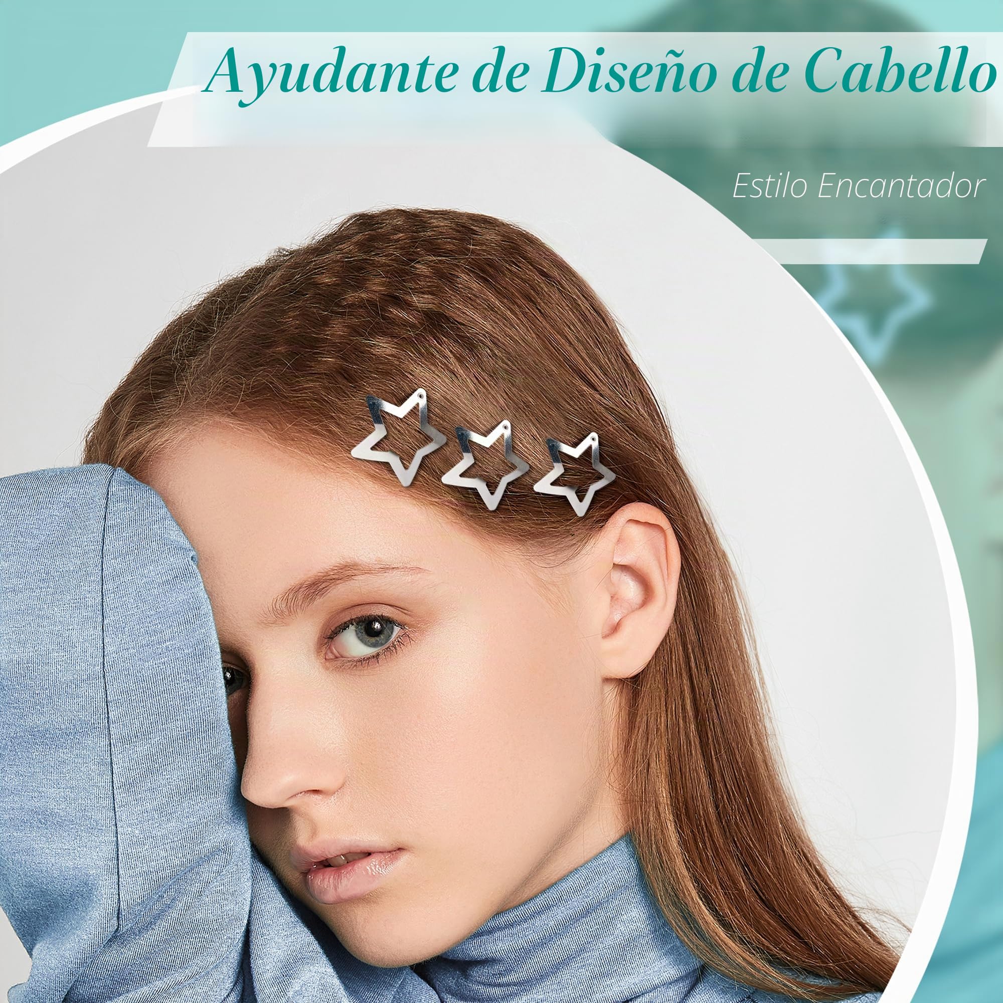 Pinzas para el Pelo de Estrella, 30 Piezas Y2K Clips de pelo de Metal, Accesorios para el Cabello para Niñas y Mujeres - Plateado