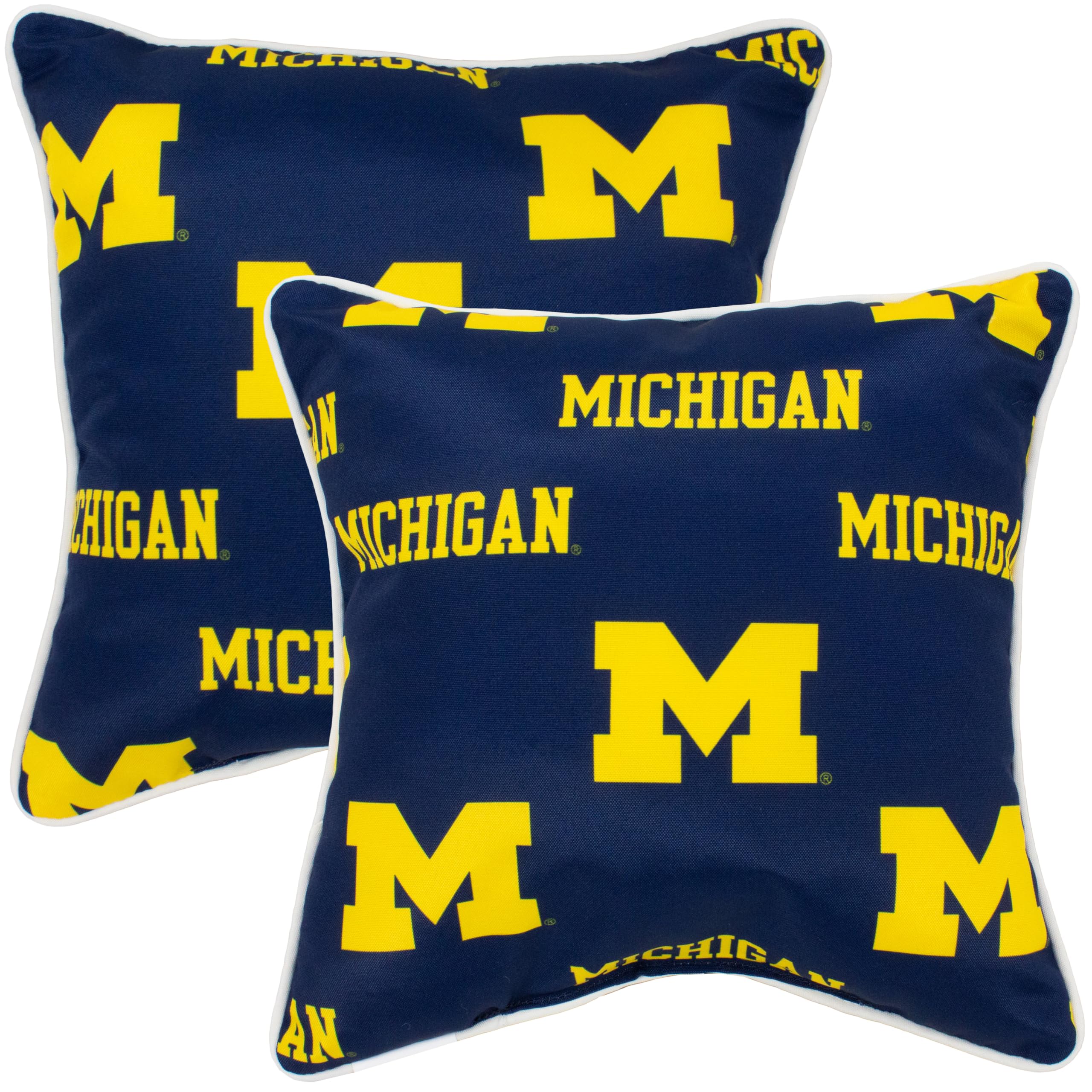 College Covers Outdoor Decorative Pillow Pillow, 2 Count (Pack of 1), Michigan Wolverines