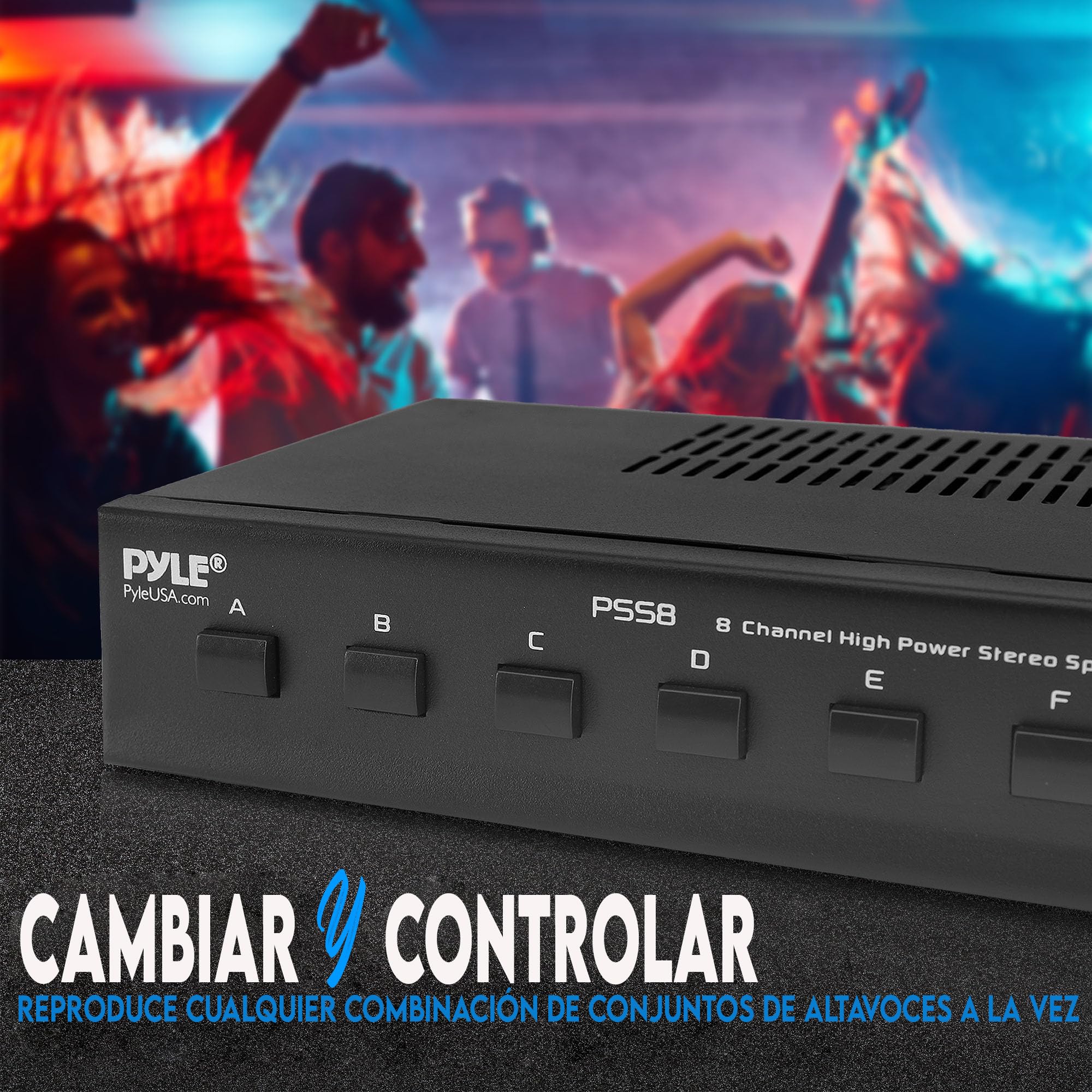 Pyle Amplificador de Distribución de 8 Canales para Altavoces Estéreo
