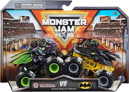 Monster Jam, Camiones monstruo fundidos a presión oficiales de Bakugan Dragonoid vs Batman, escala 1:64, juguetes para niños a partir de 3 años