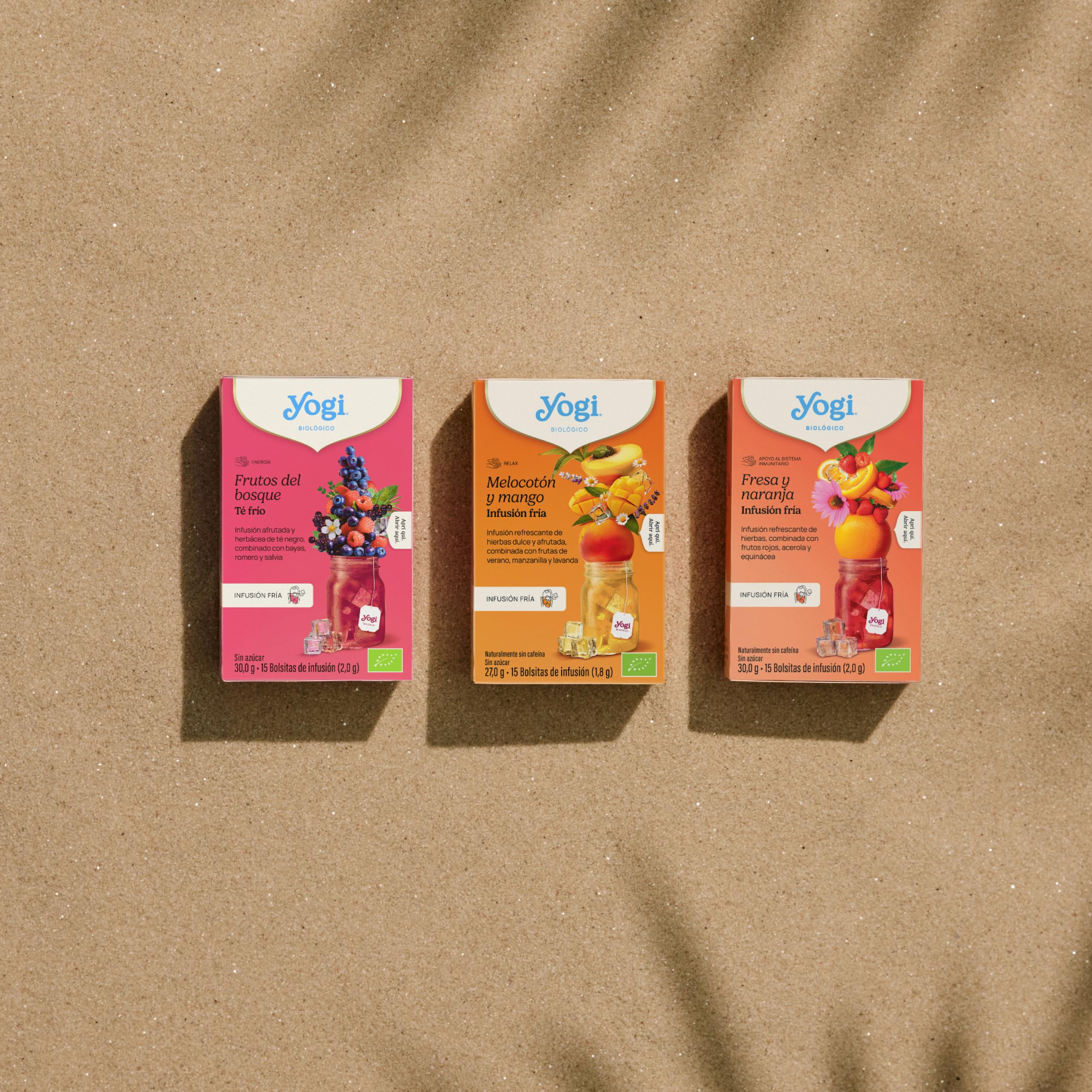 Yogi Tea Cold Brew Melocotón y Mango - Infusión Fría Natural, 15 Bolsitas, Bebida Refrescante Sin Azúcar, Té Helado Saludable