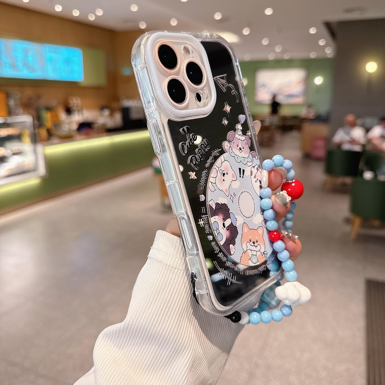 for iPhone 16 Pro max Cute Party Puppy Pattern Design Case Blue image 3