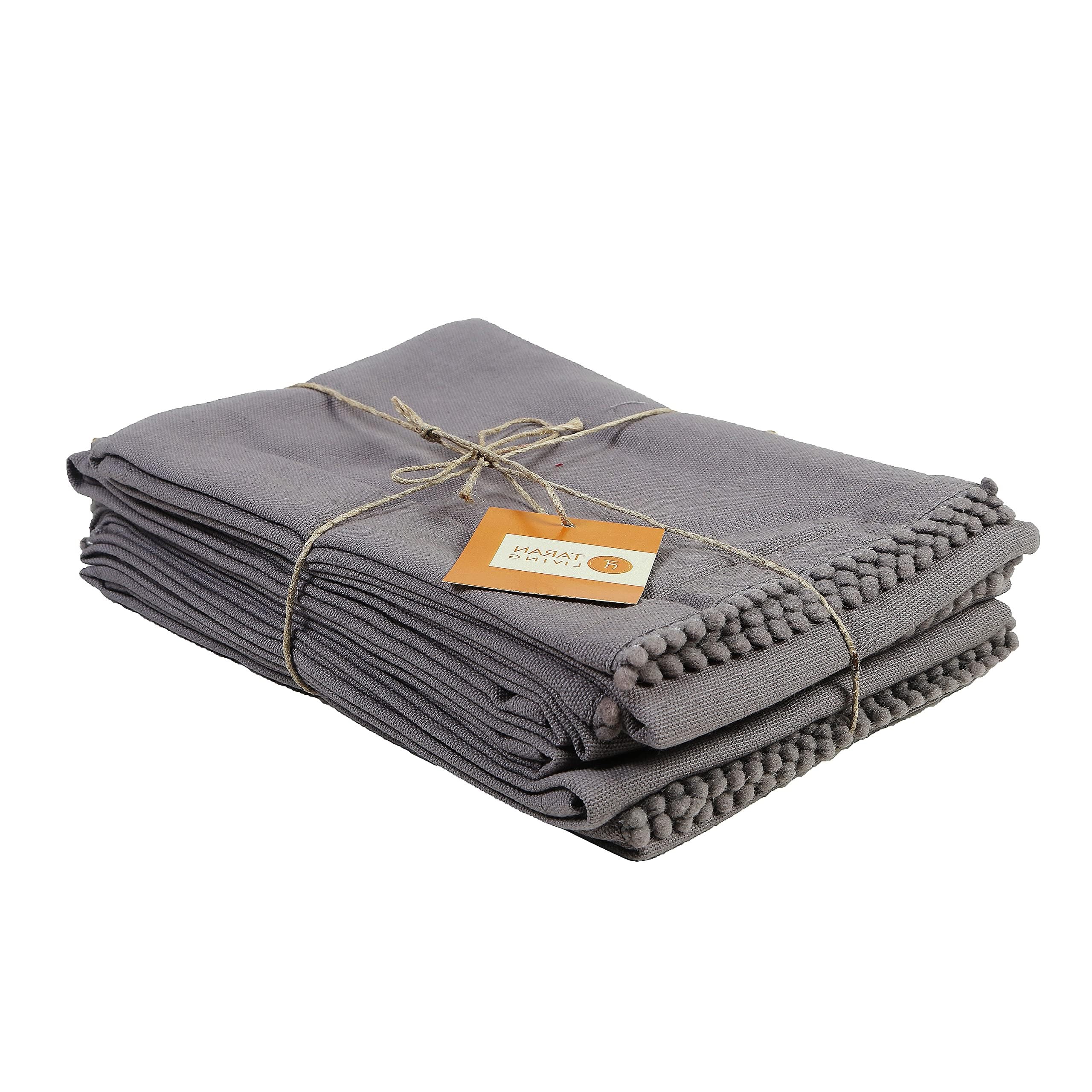 TARAN LIVING Hand Towels 100% Cotton Solid Kitchen Dish Cloths 18"x 28", Grey, Pack of 6 Decor Kitchen Hand Towel Reusuable Dish Towel for Cleaning &