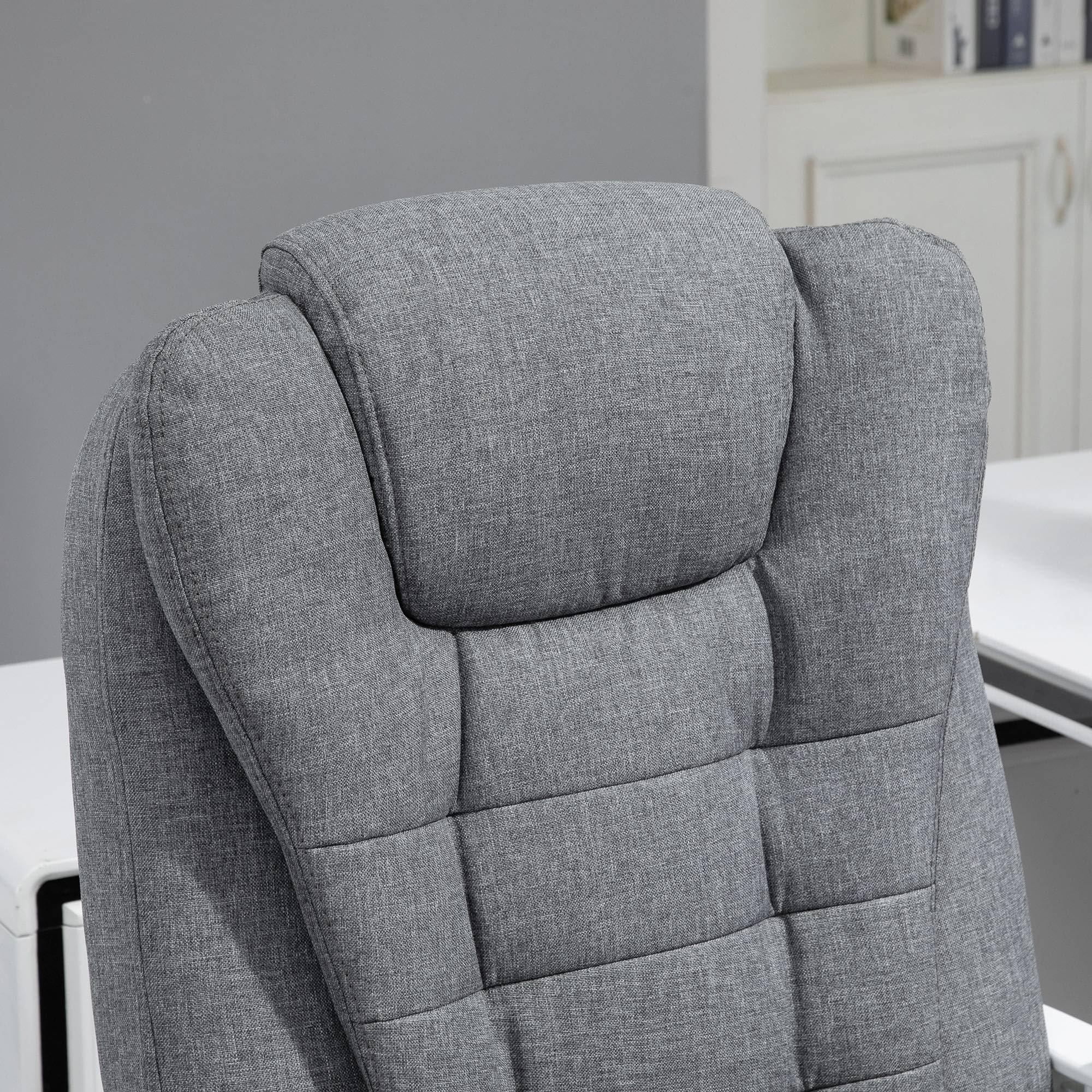 Vinsetto Fauteuil de Bureau Massant et Chauffant Toile de Lin Gris