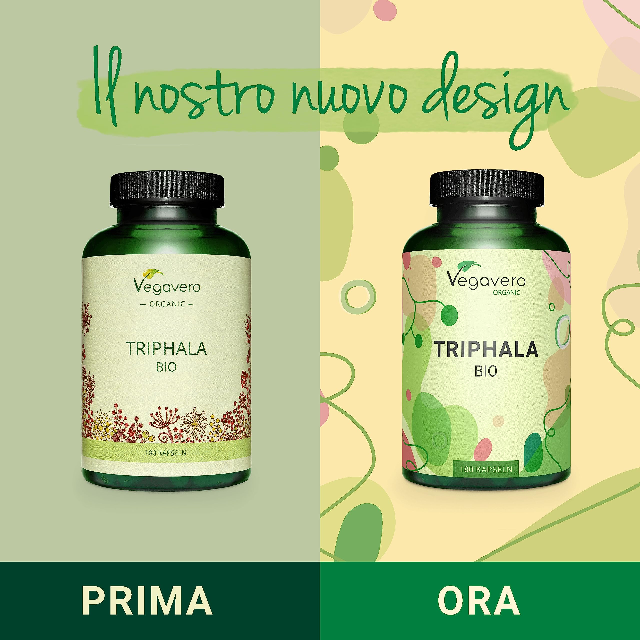 TRIPHALA BIO Vegavero® | 650 mg per capsula | 180 capsule | Depurativo & Disintossicante naturale | Medicina Ayurveda | Vegan