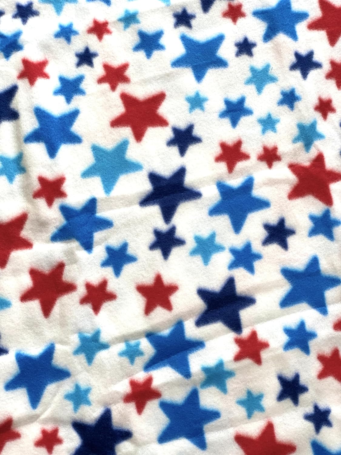 Stars Red White and Blue Anti-Pill Premium Fleece Fabric by The Yard