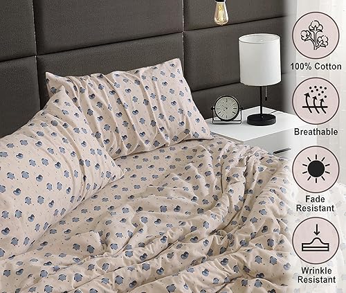 Miniatura 3 de RUVANTI Juego de sábanas de franela tamaño Queen, 100% algodón cepillado, bolsillos profundos de 16 pulgadas (se adapta a hasta 18 pulgadas),