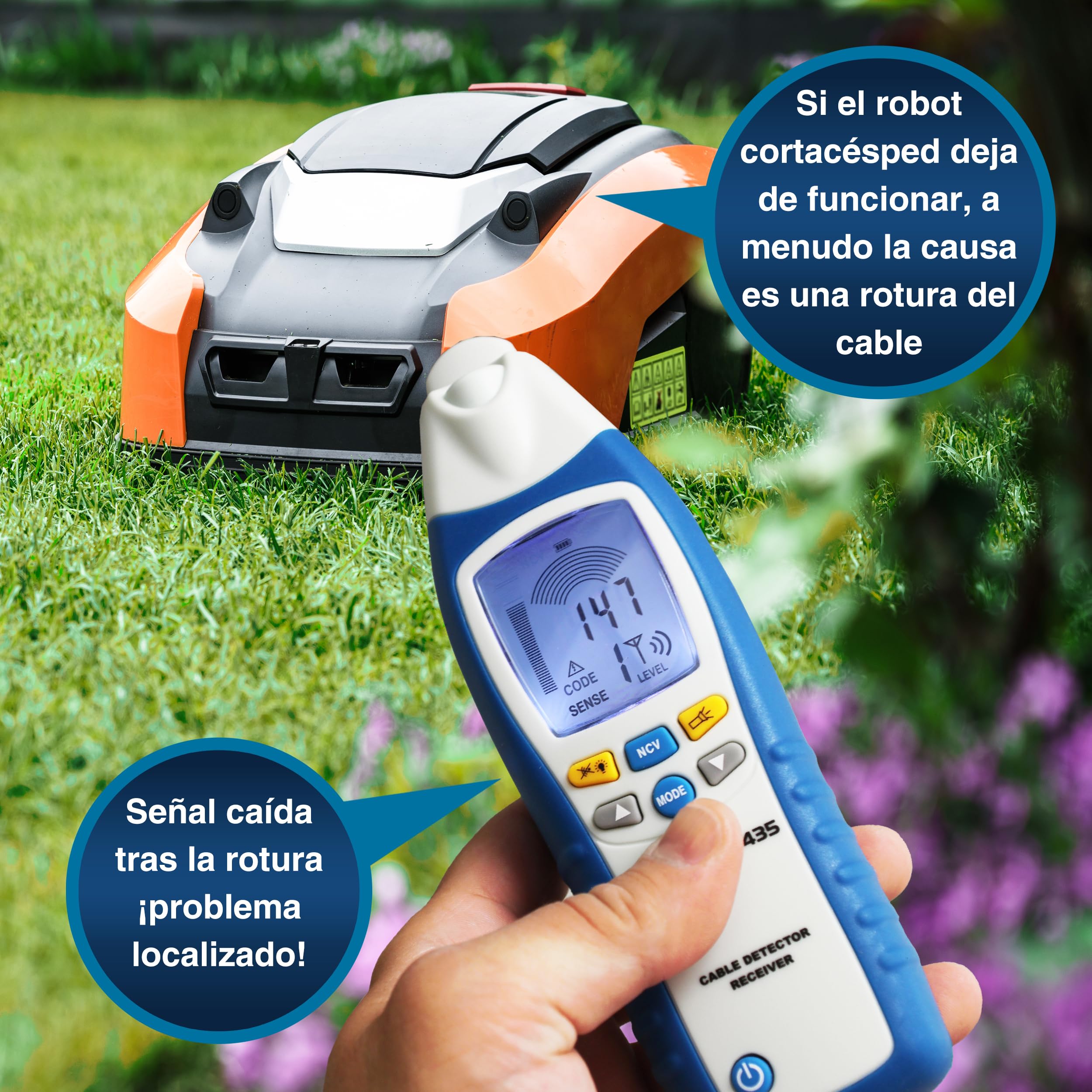 PeakTech 3435 - Localizador de Línea con Transmisor, Receptor para Cortocircuitos, Fusibles, Tuberías Metálicas, Voltímetros, Buscadores de Línea en Paredes, Techos, Pisos, Recepción de Hasta 2 Metros