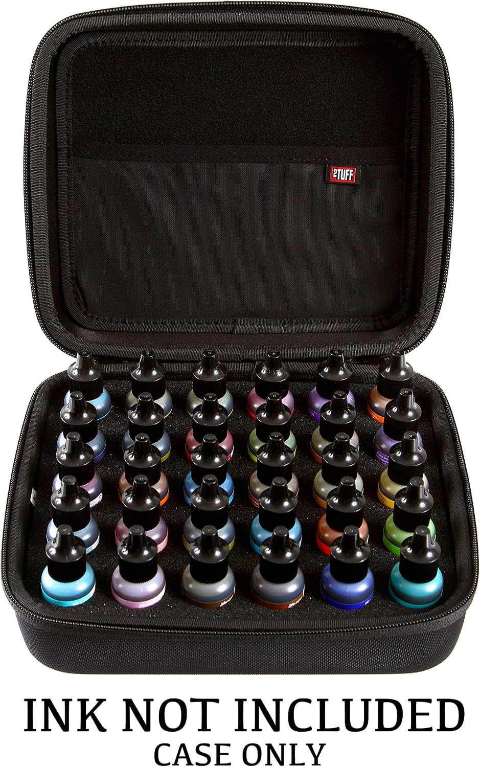 2TUFF Alcohol Ink Storage Case - Fits up to 30 Bottles - Multi-Use Paint & Ink Organizer - Travel Case with Foam Insert & Inner Storage Pocket image 2