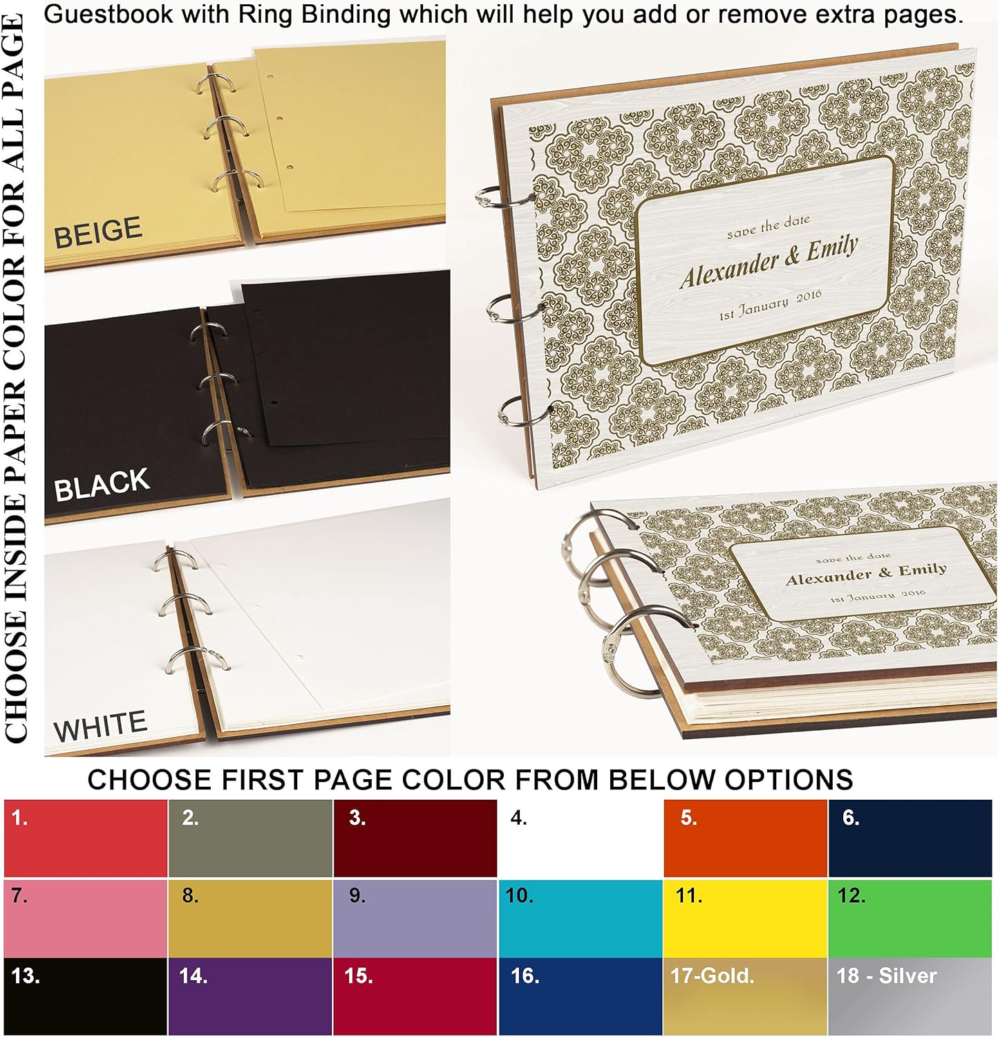 Darling Souvenir Personalized Engraved Laser Cut Wedding Guest Book Wooden Cover Sign-in Book Registry Guestbook Scrapbook-YF